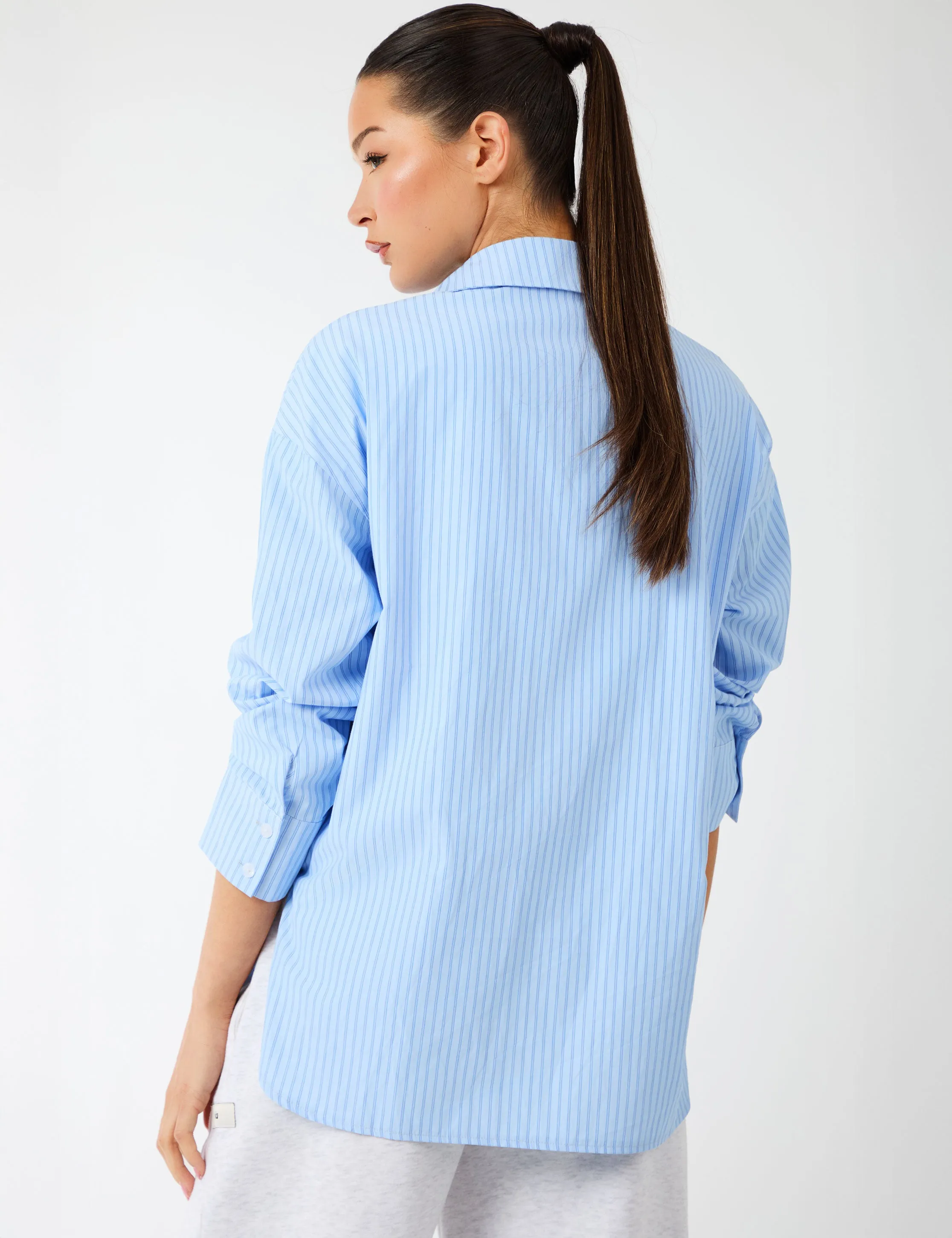 Kaiia Label Logo Oversized Shirt Blue Stripe sold by Public Desire product image thumbnail 5