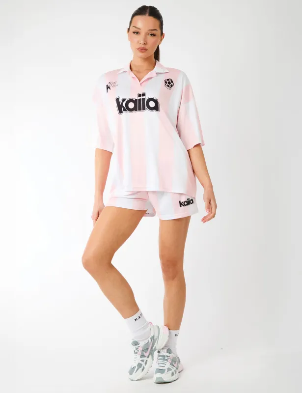 Kaiia Mini Football Shorts Pink Stripe sold by Public Desire