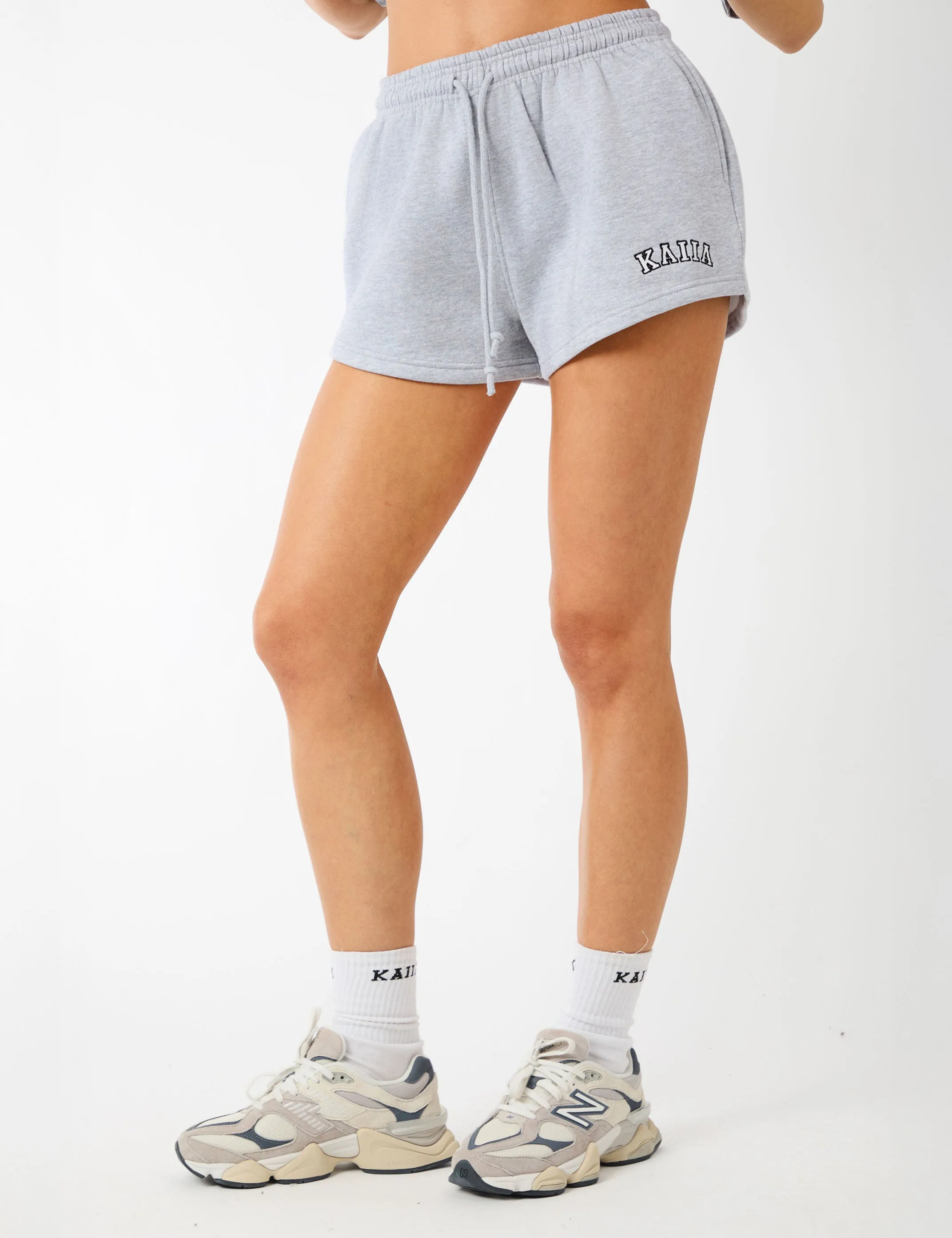 Kaiia Logo Sweat Shorts Grey Marl & White sold by Public Desire product image thumbnail 3