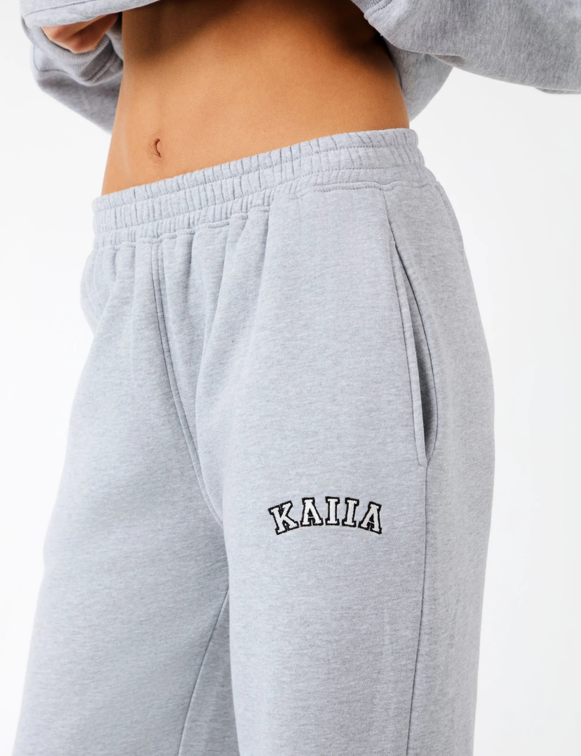 Kaiia Logo Wide Leg Joggers Grey Marl & White sold by Public Desire product image thumbnail 4