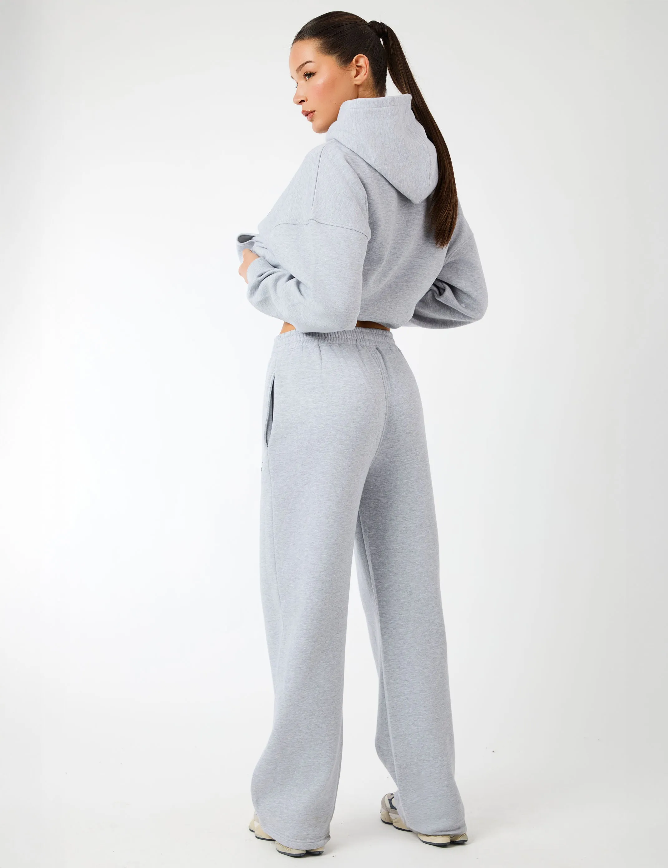 Kaiia Logo Wide Leg Joggers Grey Marl & White sold by Public Desire product image thumbnail 3