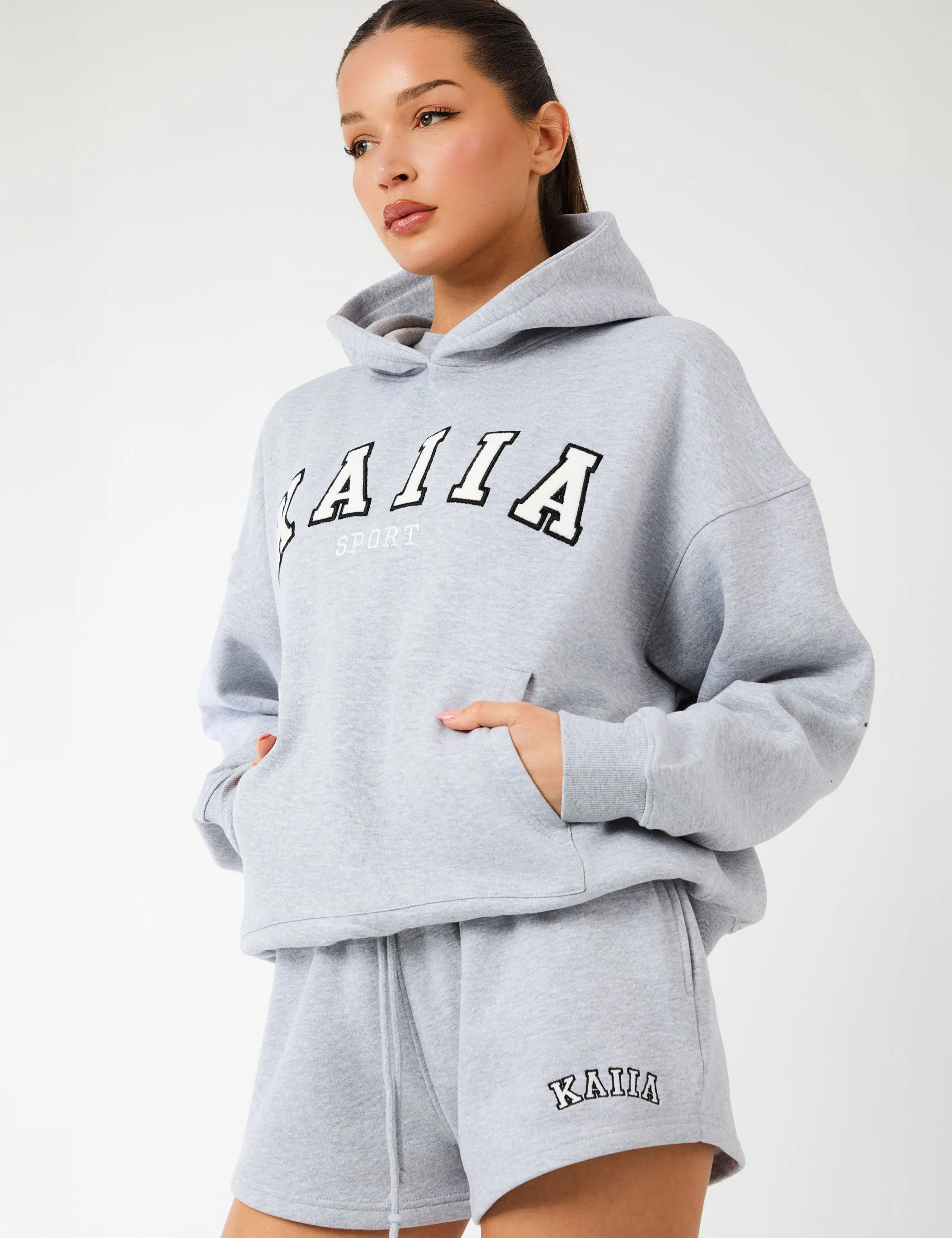 Kaiia Sport Oversized Hoodie Grey Marl & White sold by Public Desire product image thumbnail 5