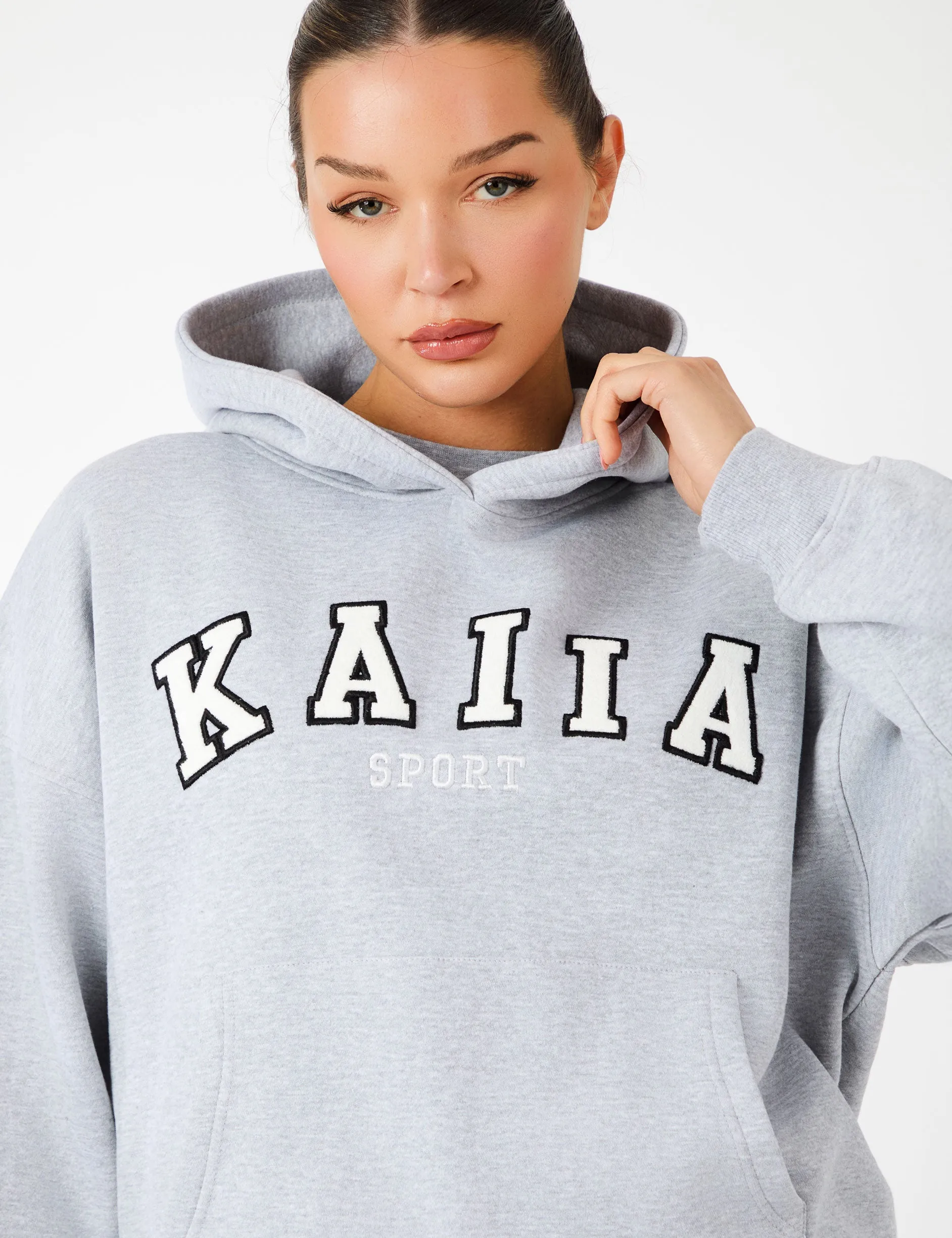 Kaiia Sport Oversized Hoodie Grey Marl & White sold by Public Desire product image thumbnail 2