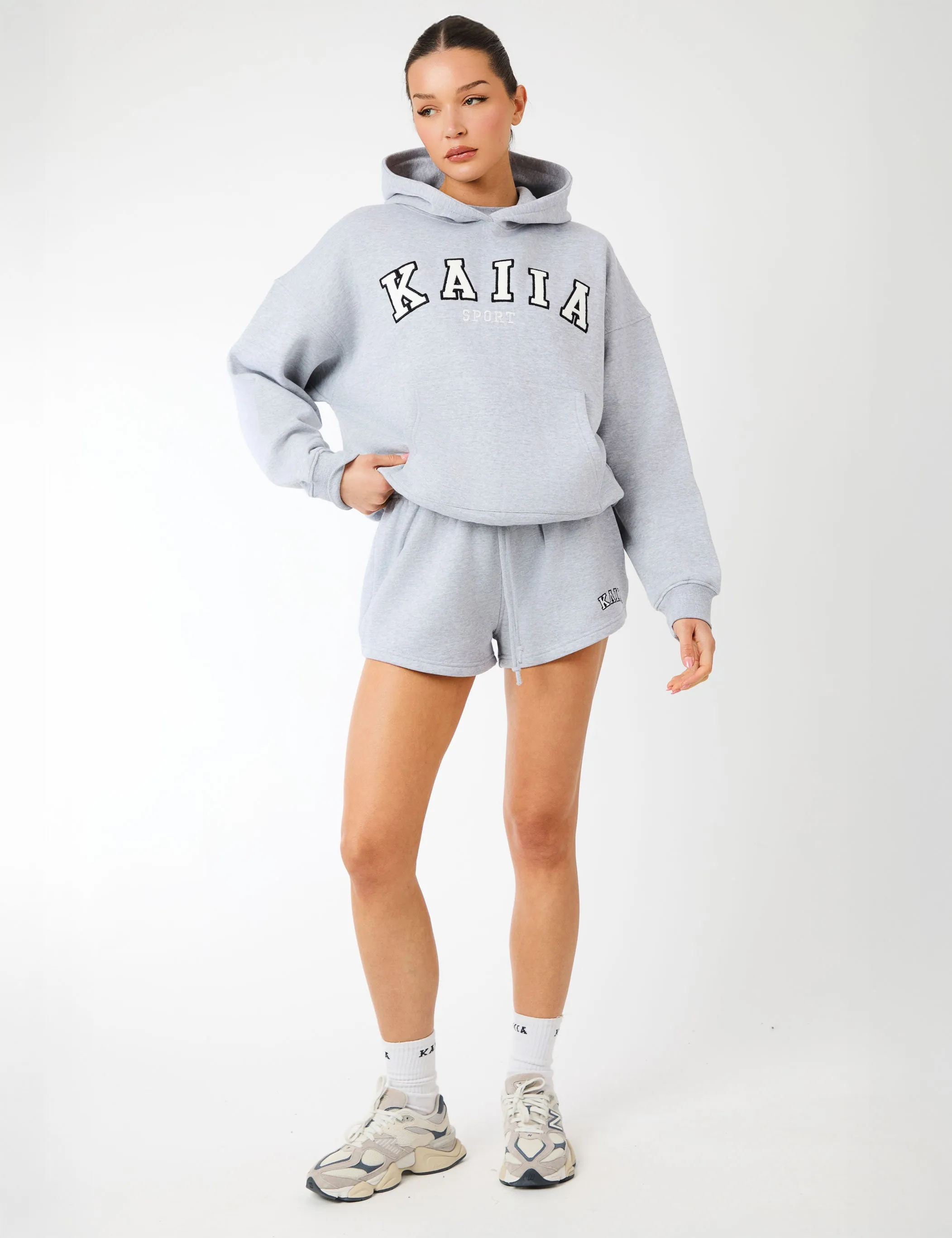 Kaiia Sport Oversized Hoodie Grey Marl & White sold by Public Desire product image thumbnail 4