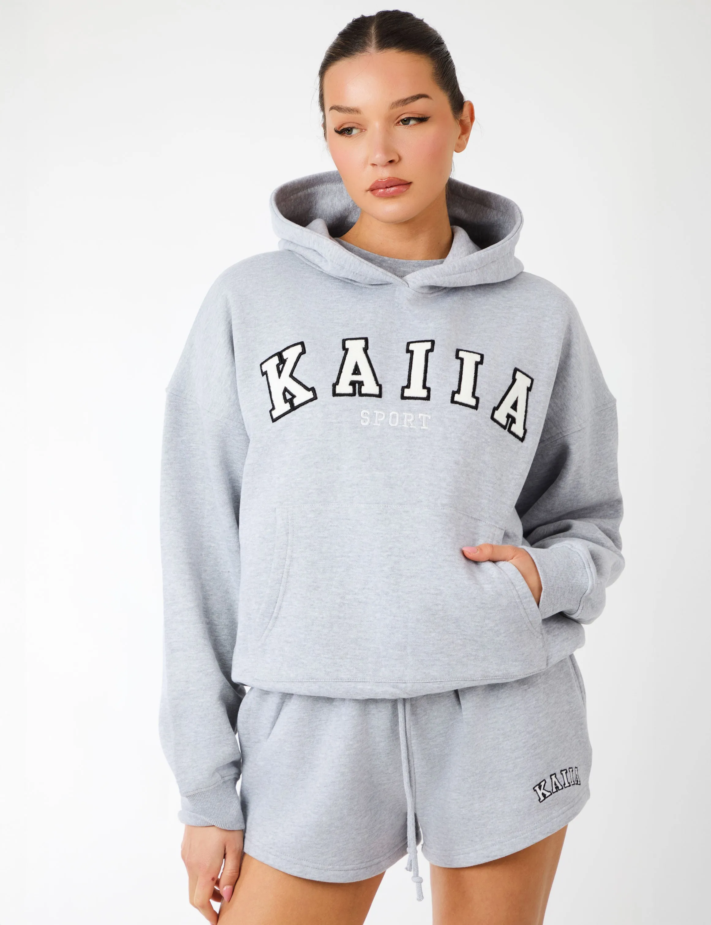 Kaiia Sport Oversized Hoodie Grey Marl & White sold by Public Desire