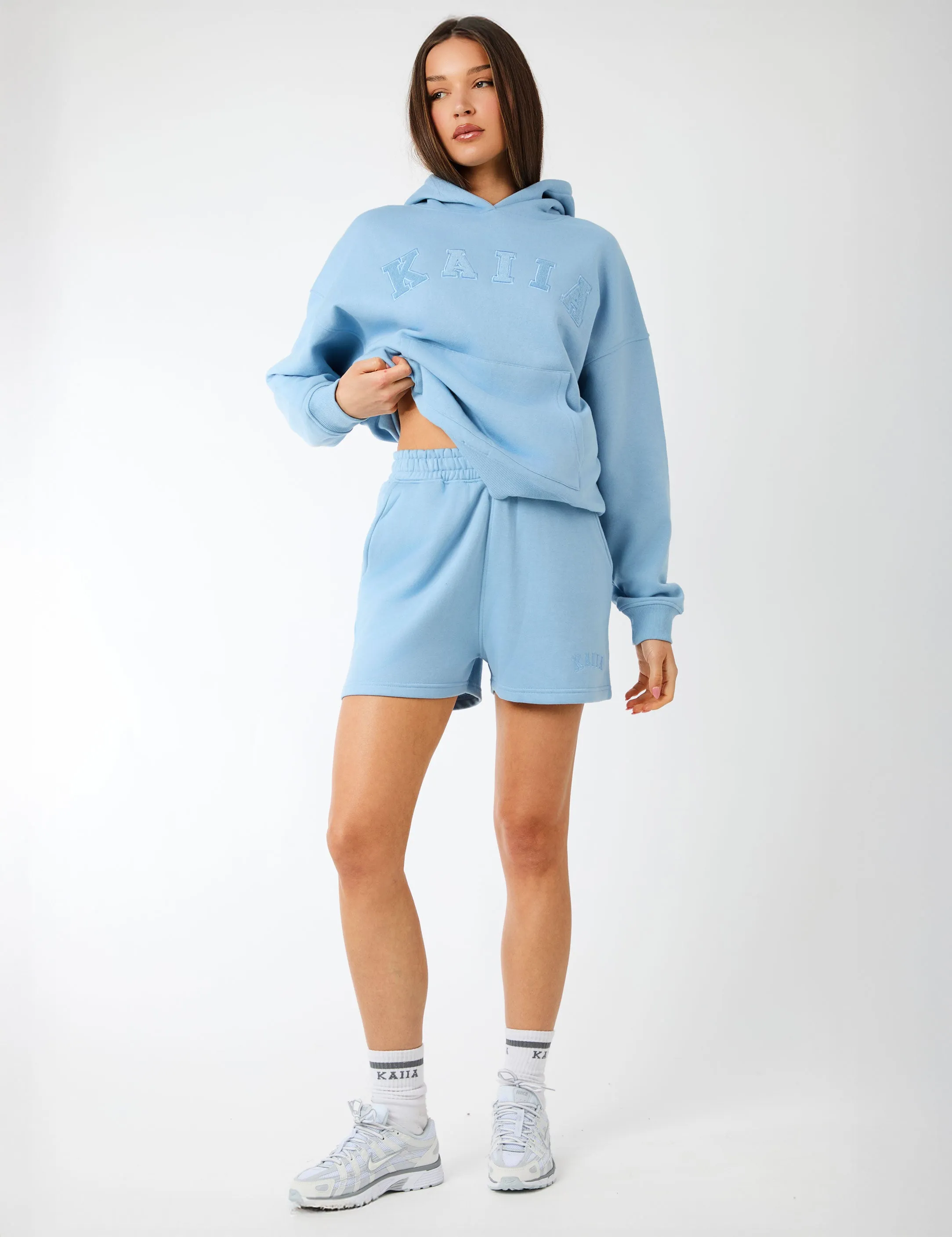 Kaiia Logo Sweat Shorts Steel Blue sold by Public Desire