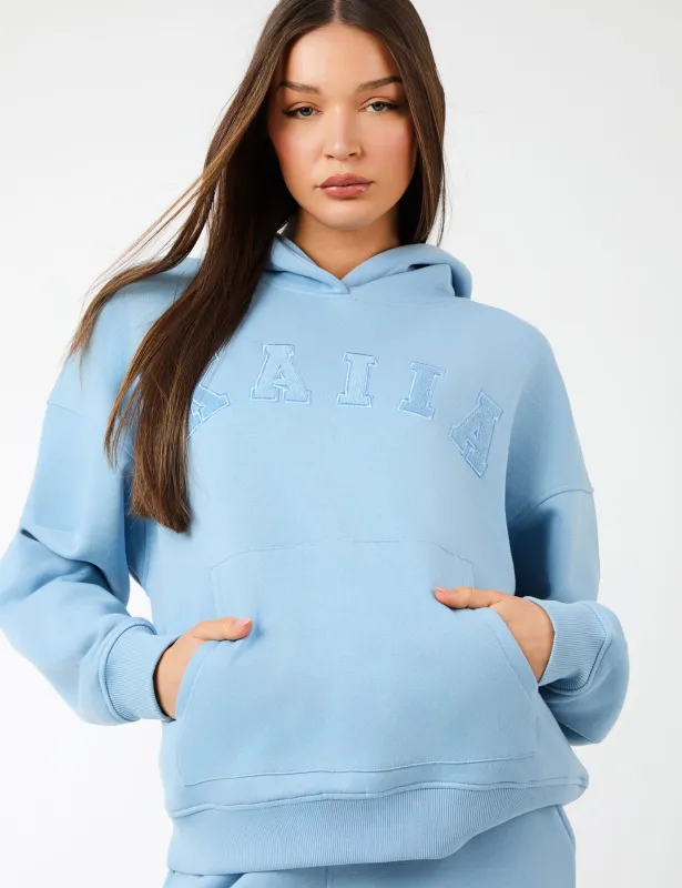 Kaiia Slogan Oversized Hoodie Steel Blue sold by Public Desire