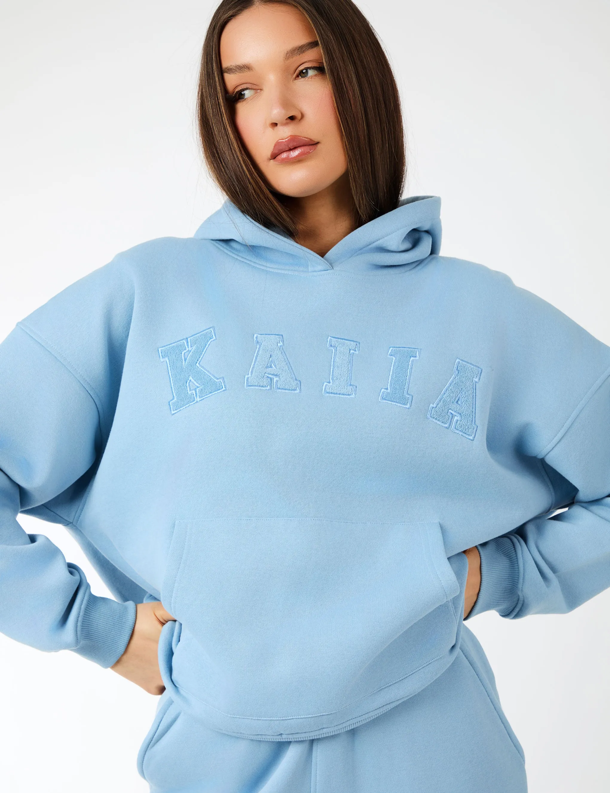 Kaiia Slogan Oversized Hoodie Steel Blue sold by Public Desire product image thumbnail 4