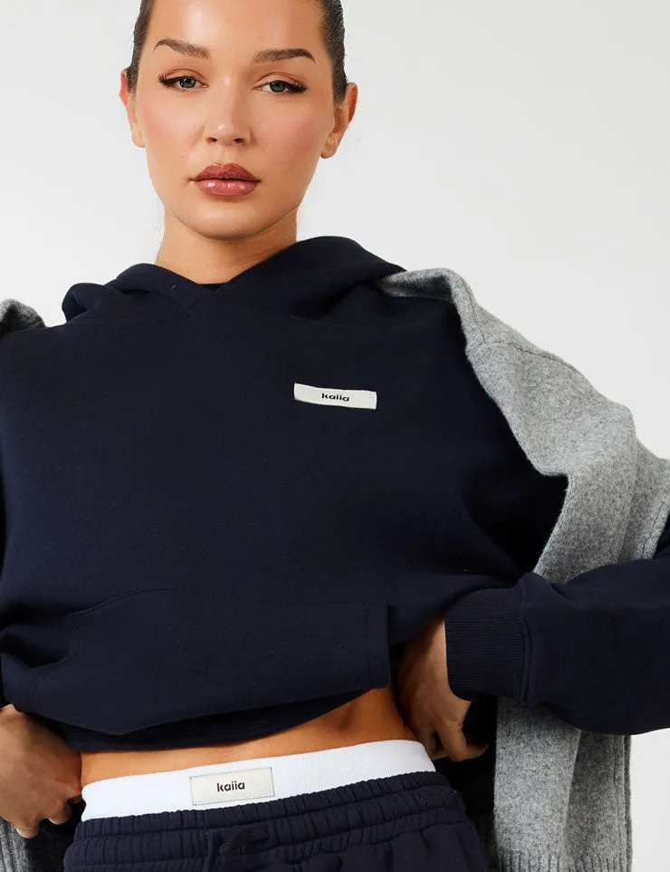 Kaiia Label Logo Exposed Waistband Wide Leg Joggers Navy sold by Public Desire product image thumbnail 2