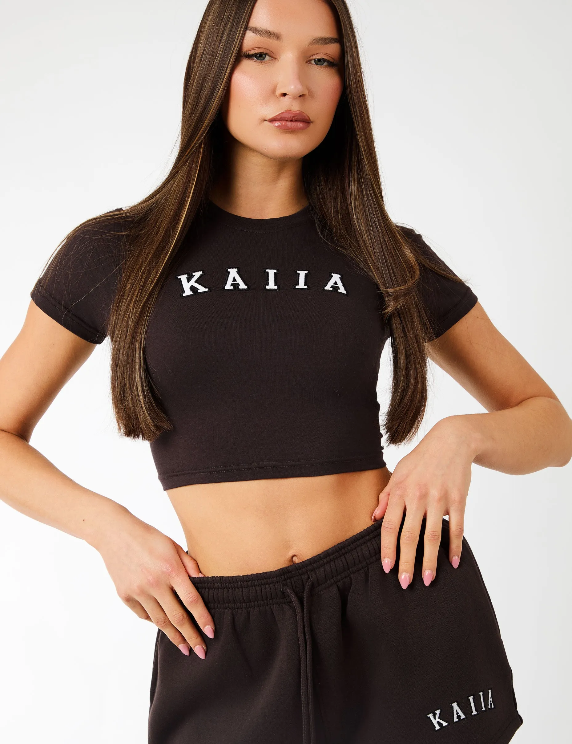 Kaiia Logo Sweat Shorts Brown sold by Public Desire product image thumbnail 4