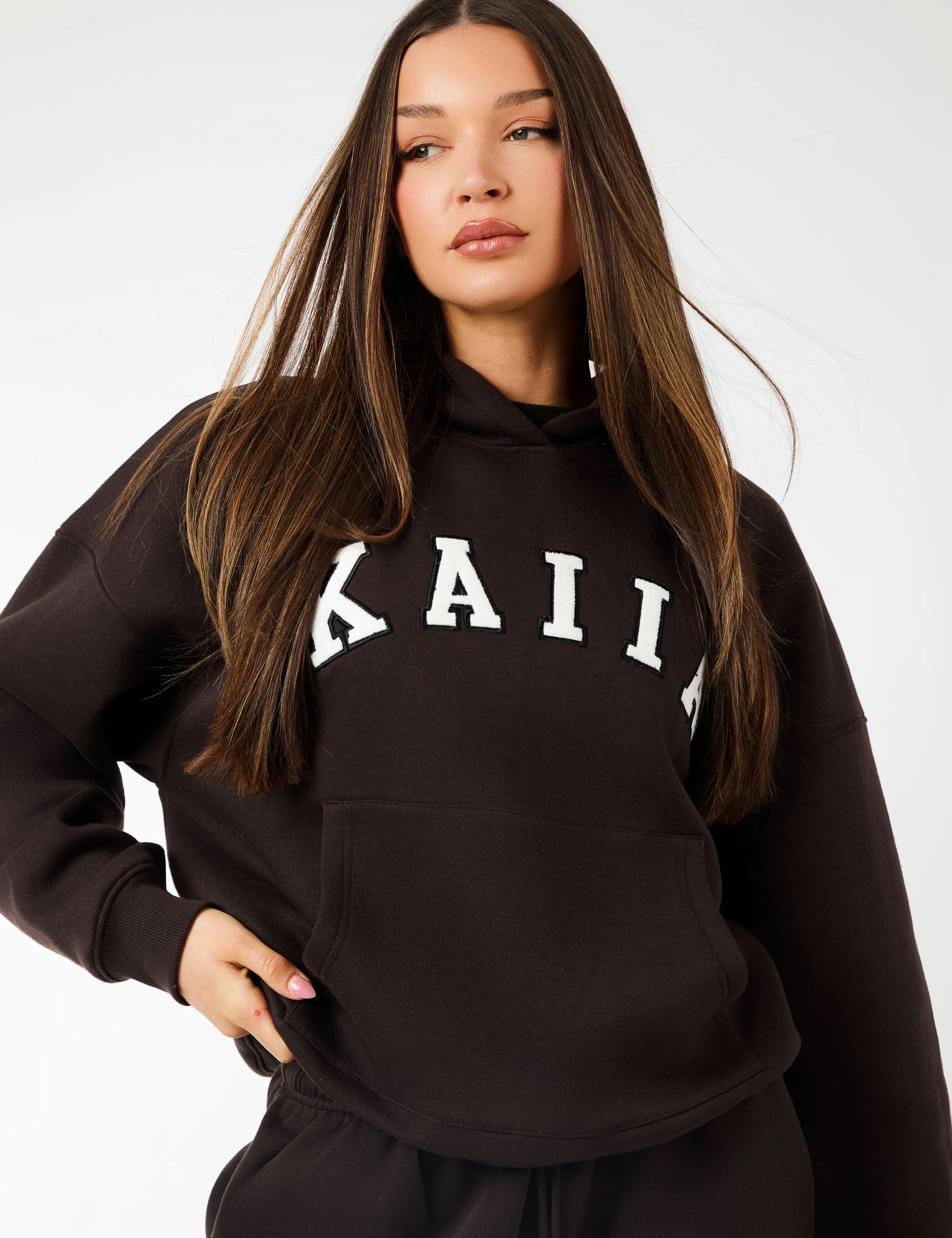 Kaiia Slogan Oversized Hoodie Brown sold by Public Desire product image thumbnail 4