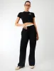 Kaiia Label Logo Exposed Waistband Wide Leg Joggers Black sold by Public Desire