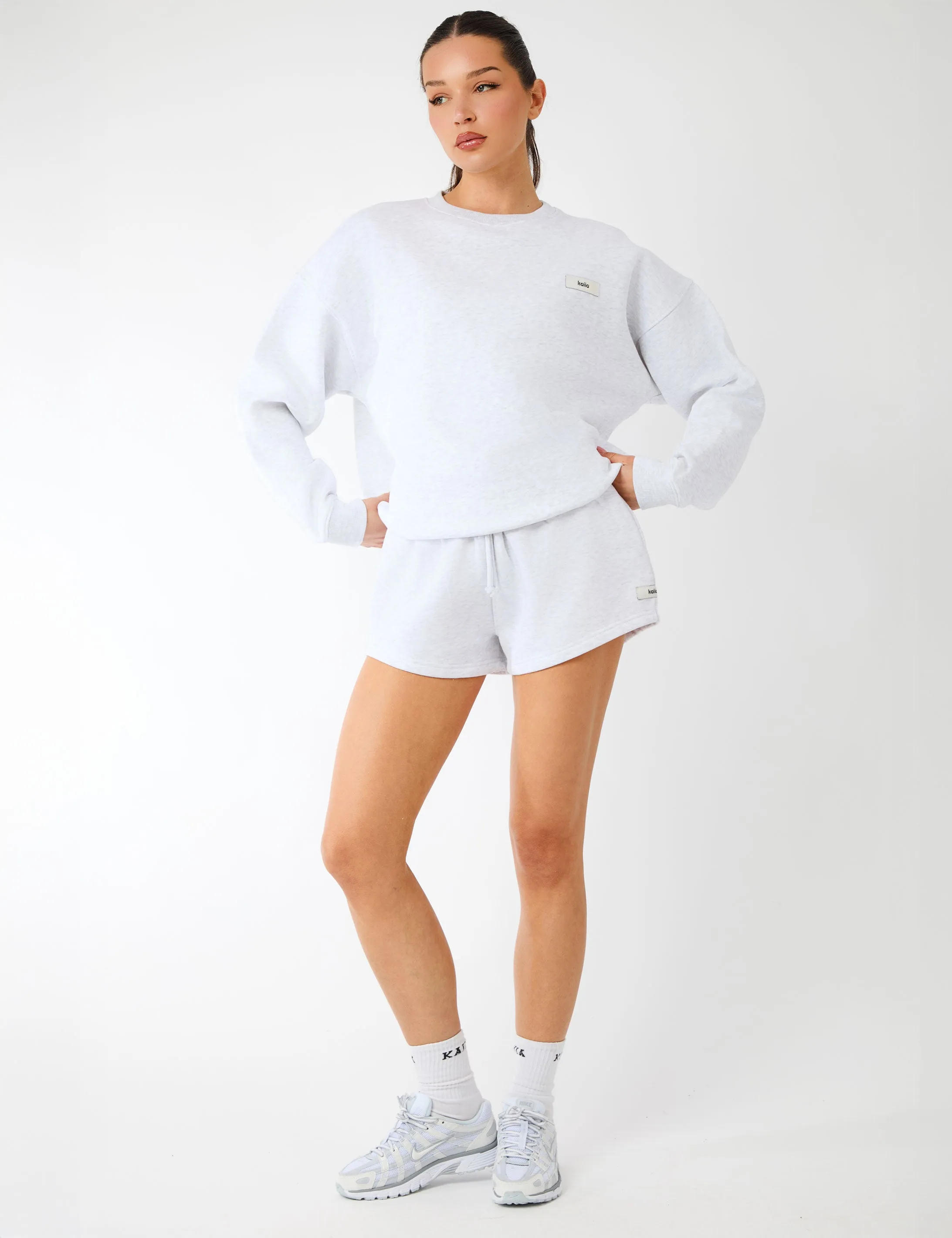 Kaiia Label Logo Sweat Shorts Light Grey Marl sold by Public Desire