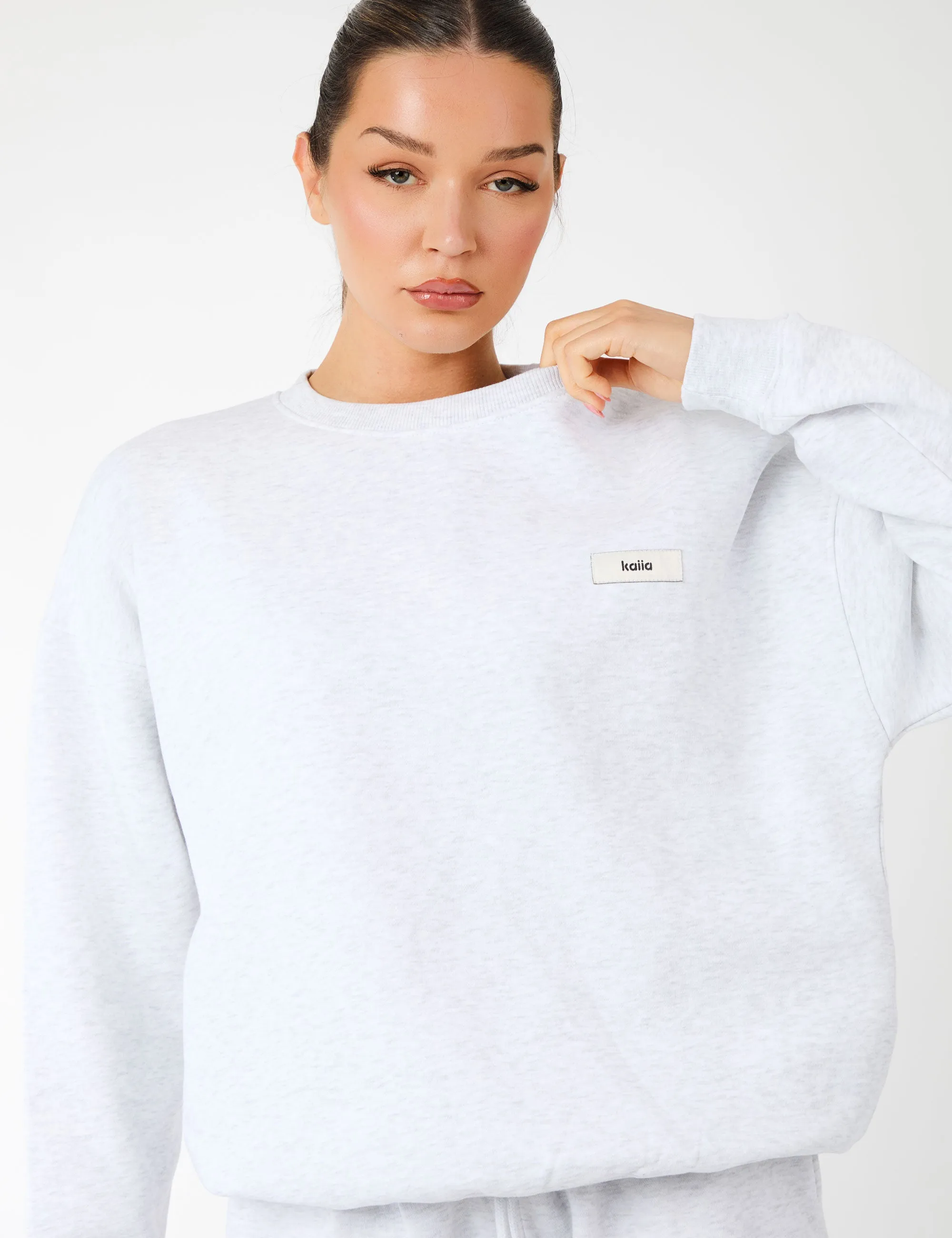 Kaiia Label Logo Oversized Sweatshirt Light Grey Marl sold by Public Desire product image thumbnail 2