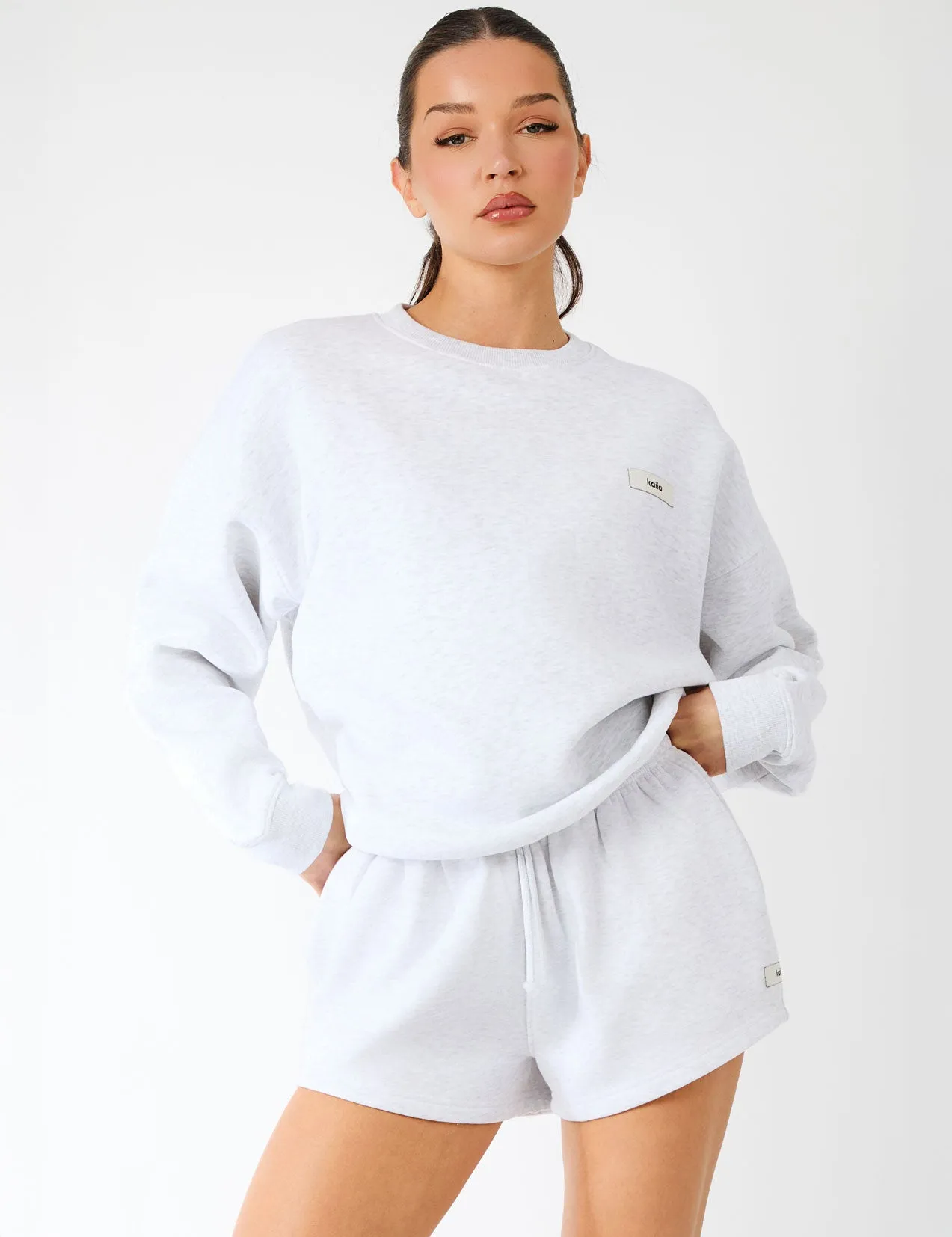 Kaiia Label Logo Oversized Sweatshirt Light Grey Marl sold by Public Desire