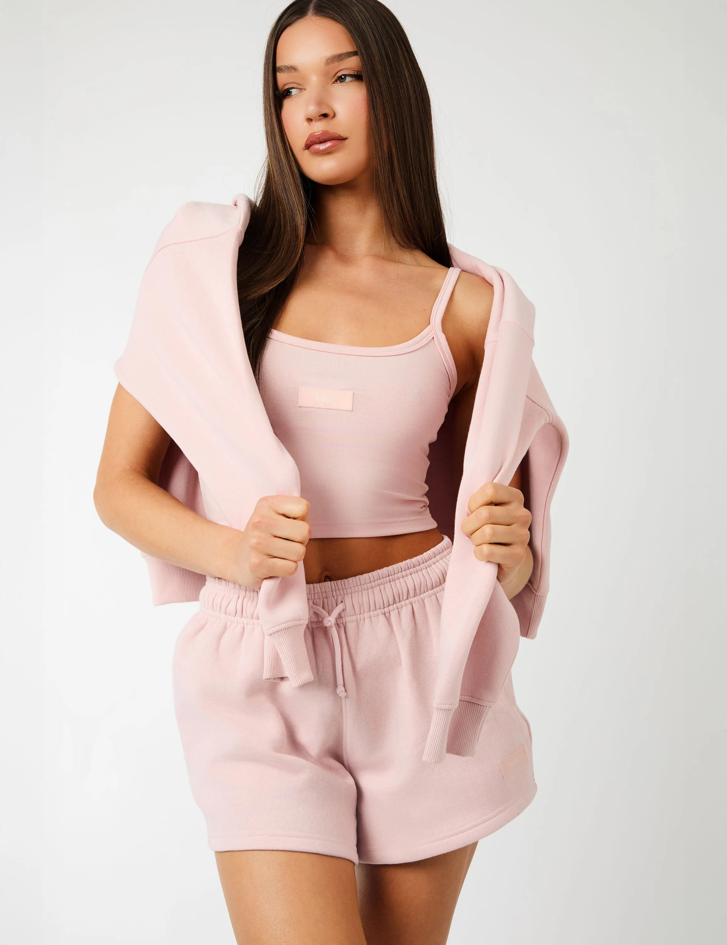 Kaiia Label Logo Mini Sweat Shorts Dusty Pink sold by Public Desire