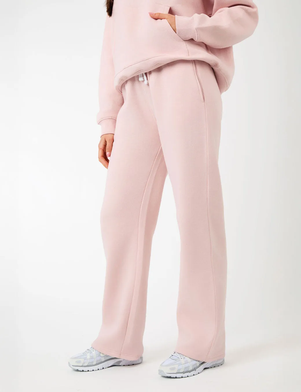 Kaiia Label Logo Exposed Waistband Wide Leg Joggers Dusty Pink sold by Public Desire product image thumbnail 4