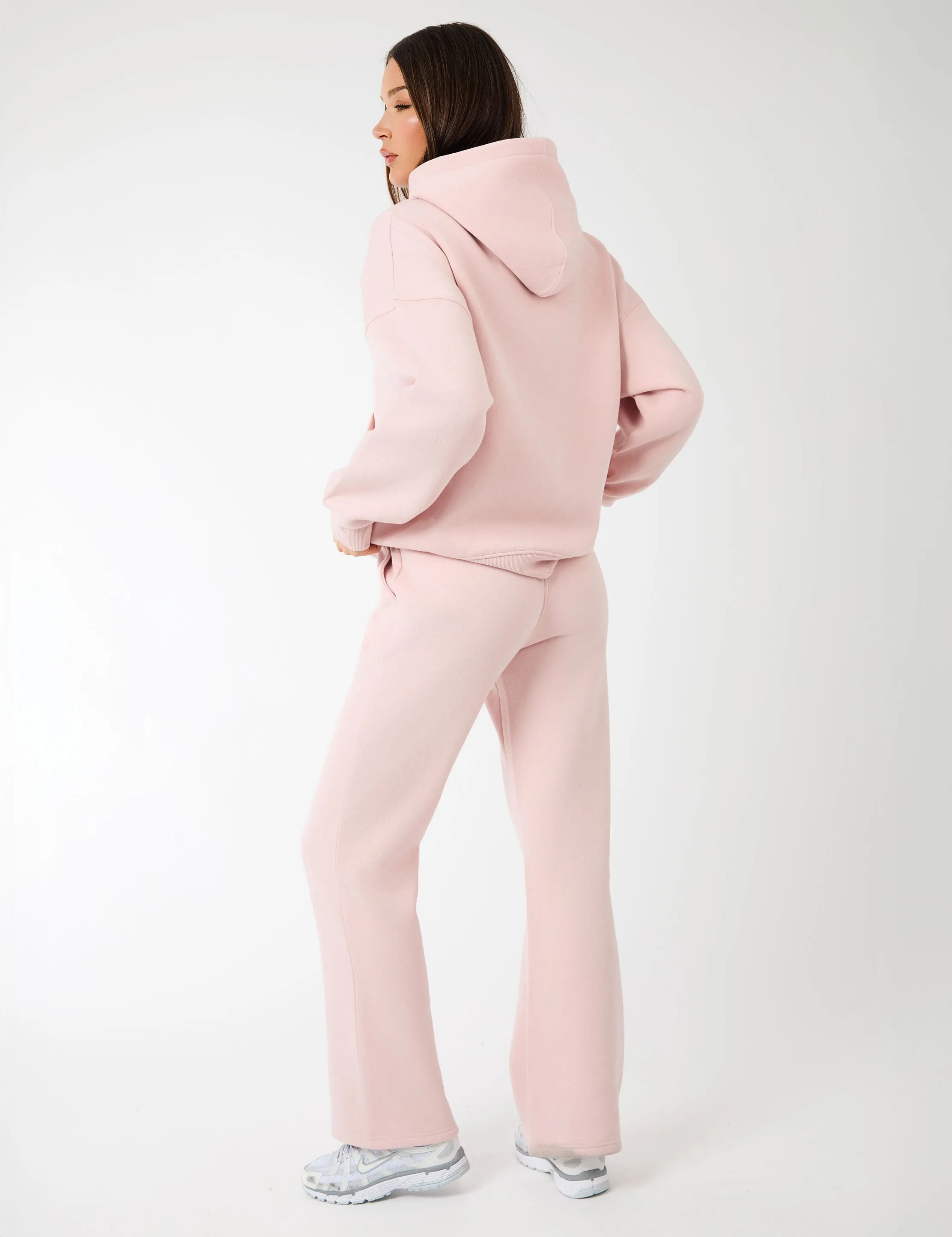 Kaiia Label Logo Exposed Waistband Wide Leg Joggers Dusty Pink sold by Public Desire product image thumbnail 5