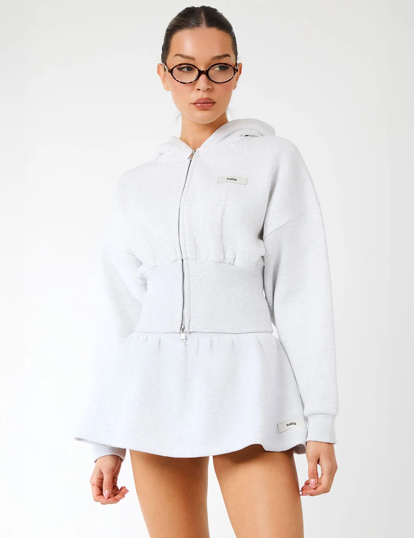 Kaiia Label Logo Mini Sweat Skirt Light Grey Marl sold by Public Desire product image thumbnail 3