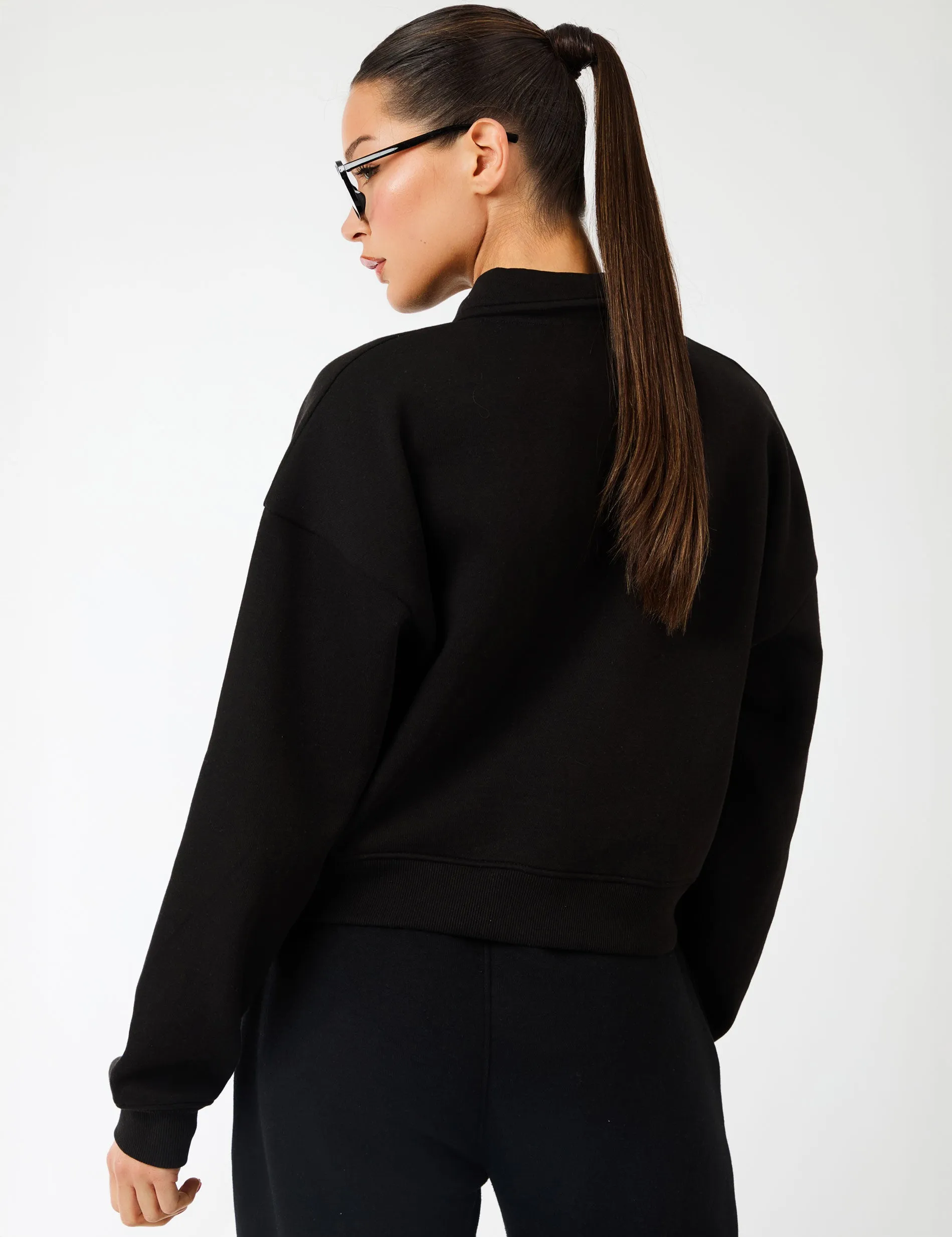 Kaiia Label Logo Collared Zip Through Sweatshirt Black sold by Public Desire product image thumbnail 3