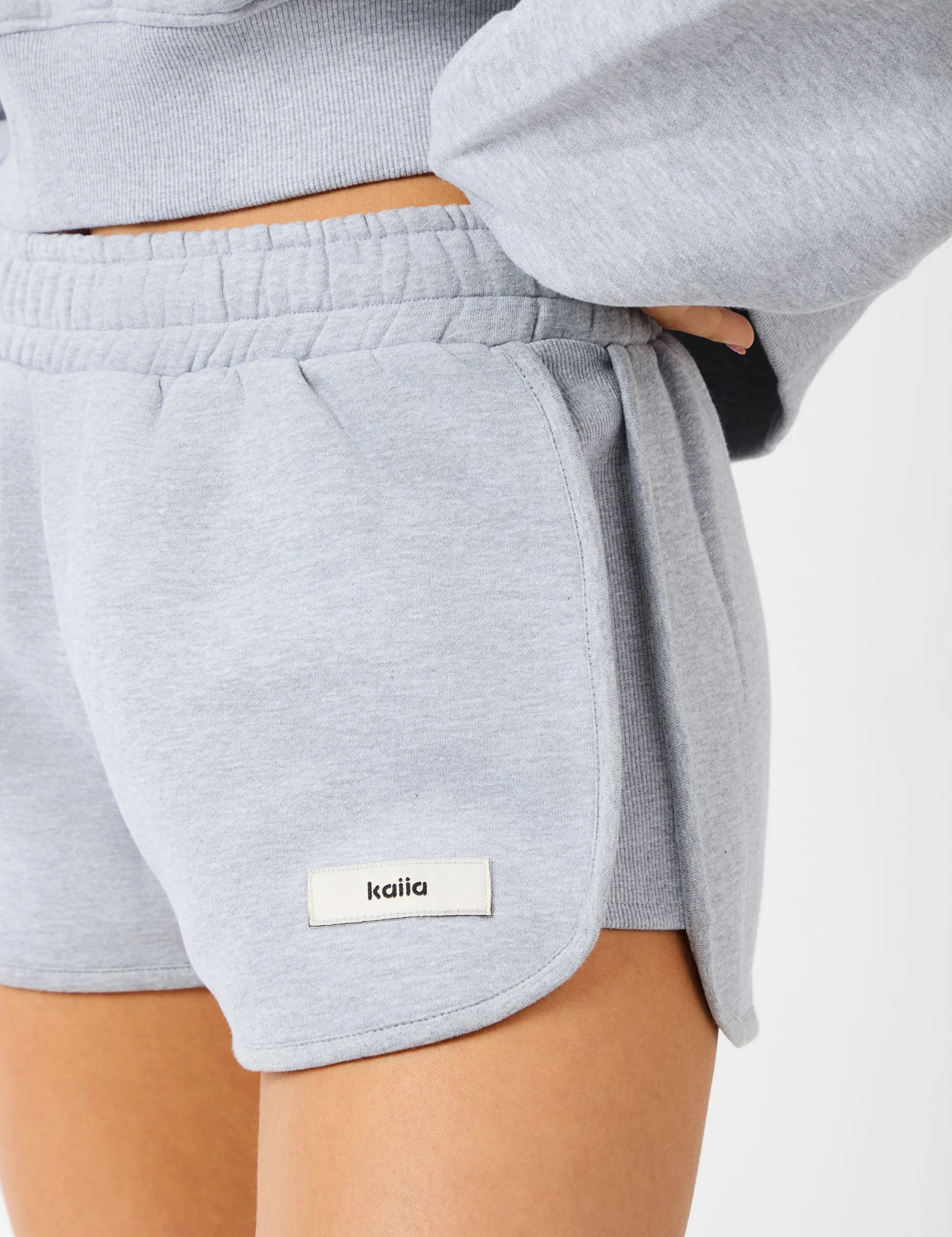 Kaiia Label Logo Curve Hem Mini Shorts Grey Marl sold by Public Desire product image thumbnail 5