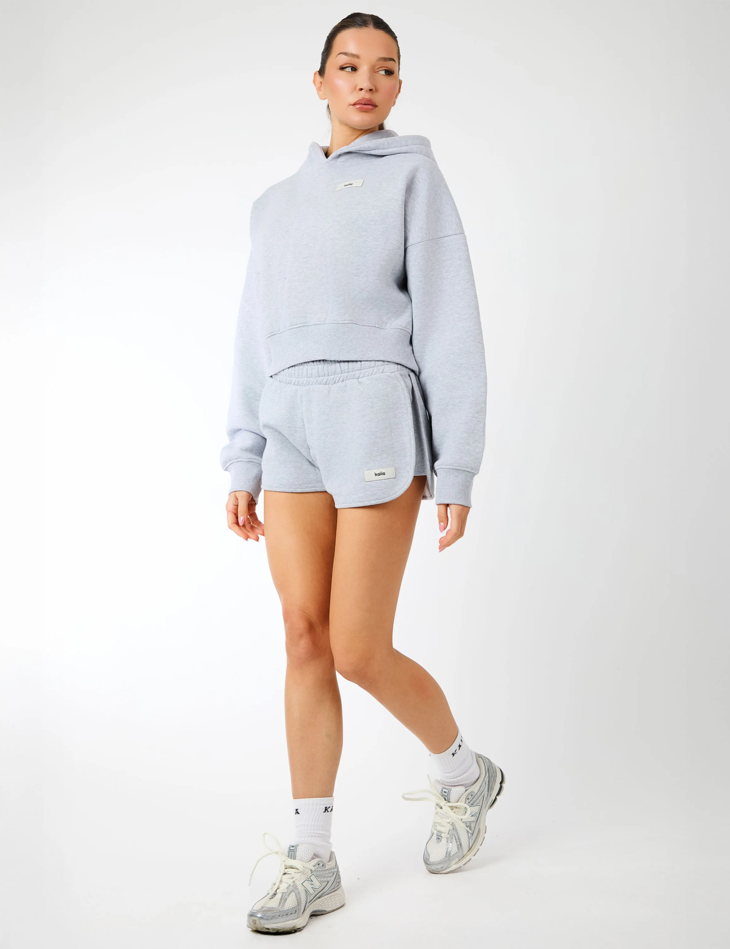 Kaiia Label Logo Cropped Oversized Hoodie Grey Marl sold by Public Desire product image thumbnail 3