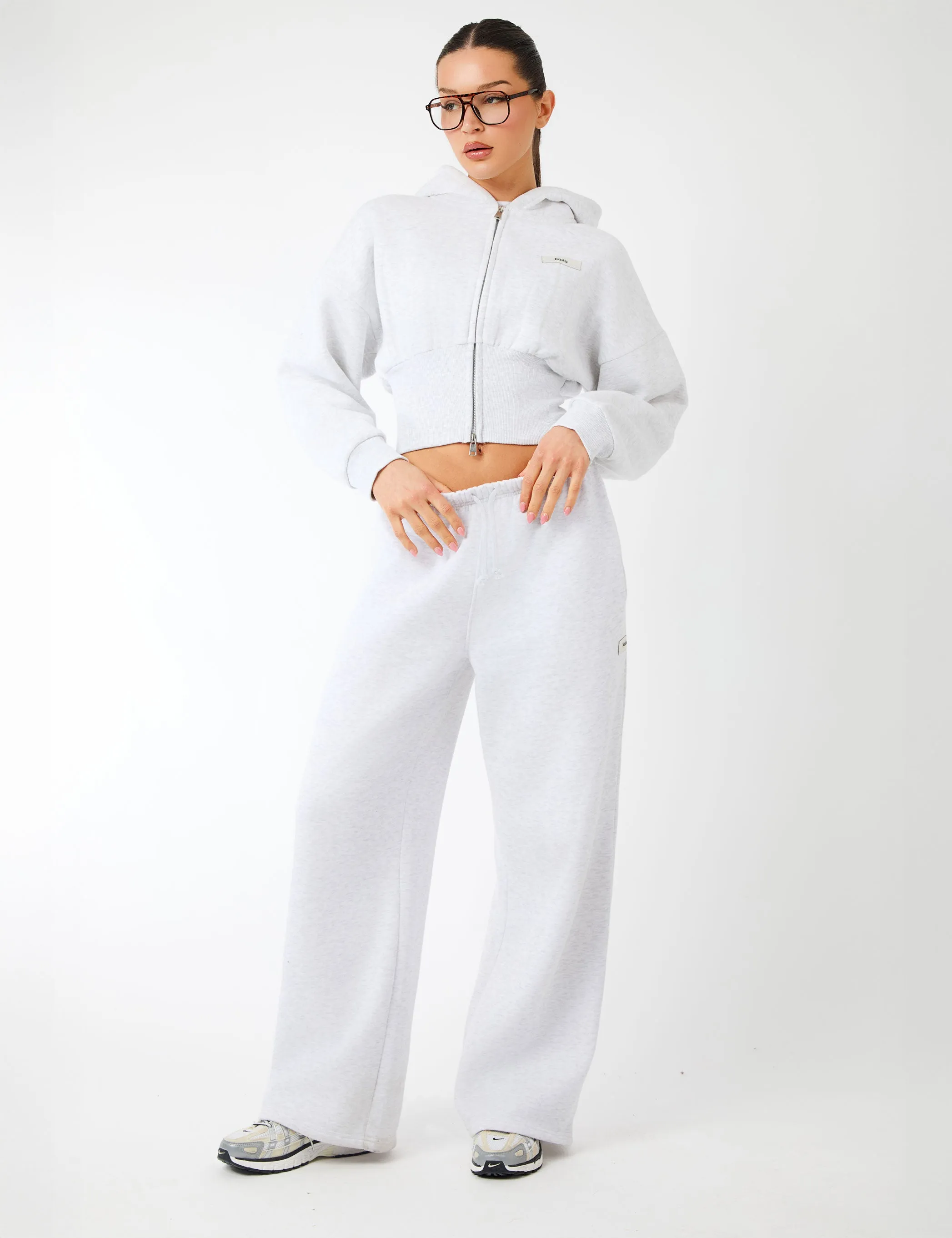 Kaiia Label Logo Corset Zip Through Hoodie Light Grey Marl sold by Public Desire product image thumbnail 4