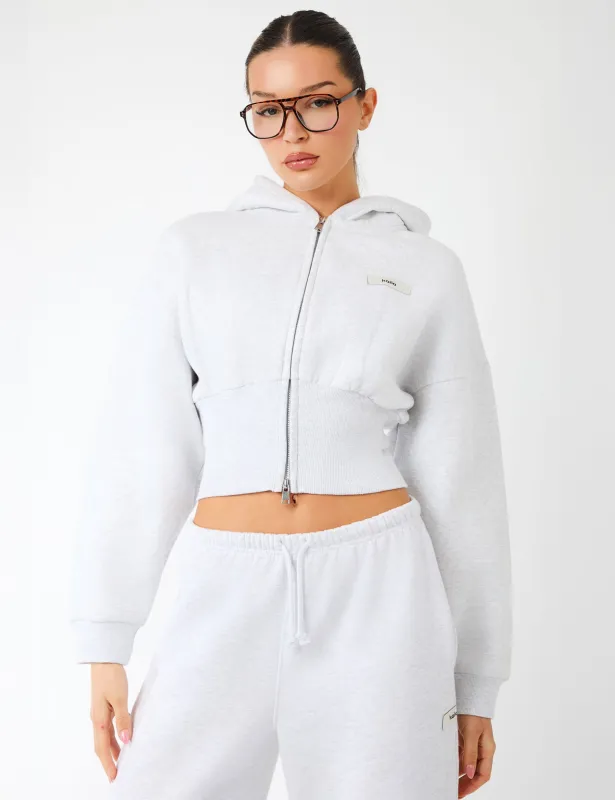 Kaiia Label Logo Corset Zip Through Hoodie Light Grey Marl sold by Public Desire