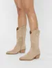 Sandy Beige Suedette Western Cowboy Ankle Boots sold by Public Desire