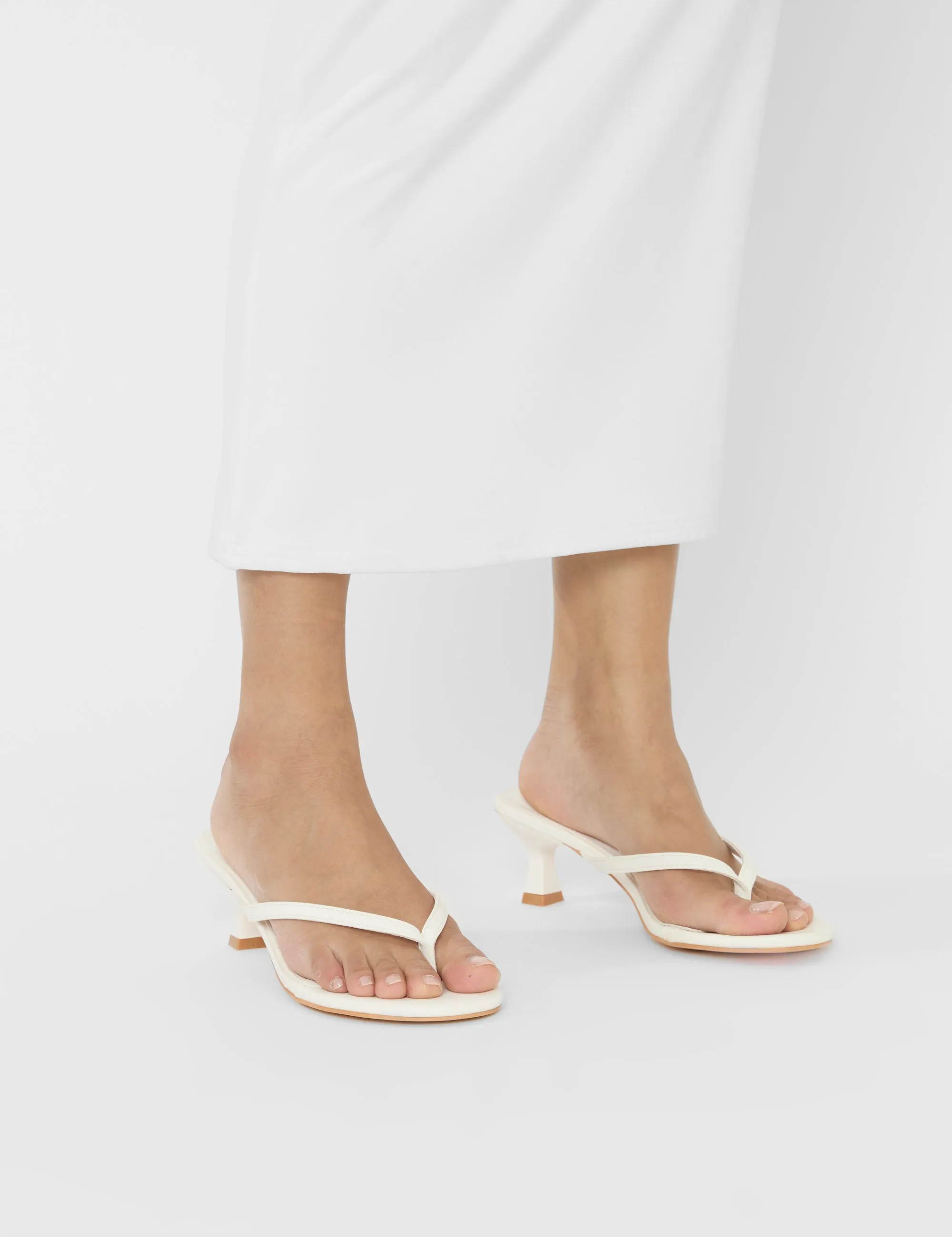 Evermore White Pu Thong Low Flared Heels sold by Public Desire product image thumbnail 4