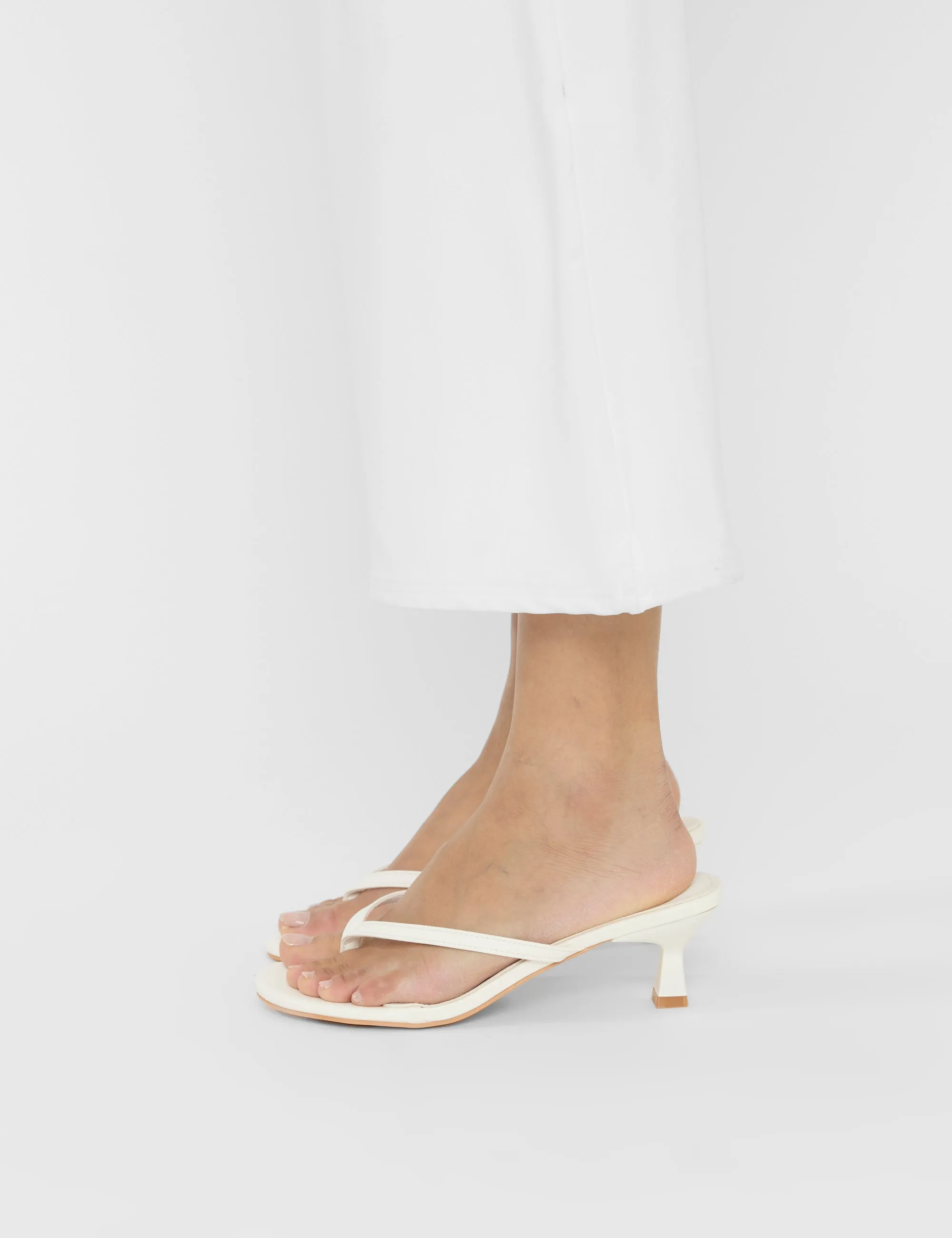 Evermore White Pu Thong Low Flared Heels sold by Public Desire product image thumbnail 3