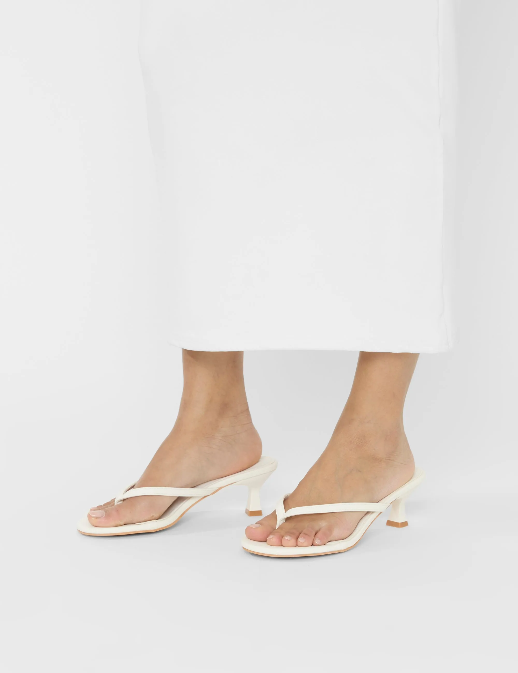 Evermore White Pu Thong Low Flared Heels sold by Public Desire product image thumbnail 2