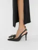Flint Black Satin Brooch Slingback High Heels sold by Public Desire
