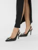 Flint Black Satin Brooch Slingback High Heels sold by Public Desire