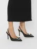 Flint Black Satin Brooch Slingback High Heels sold by Public Desire