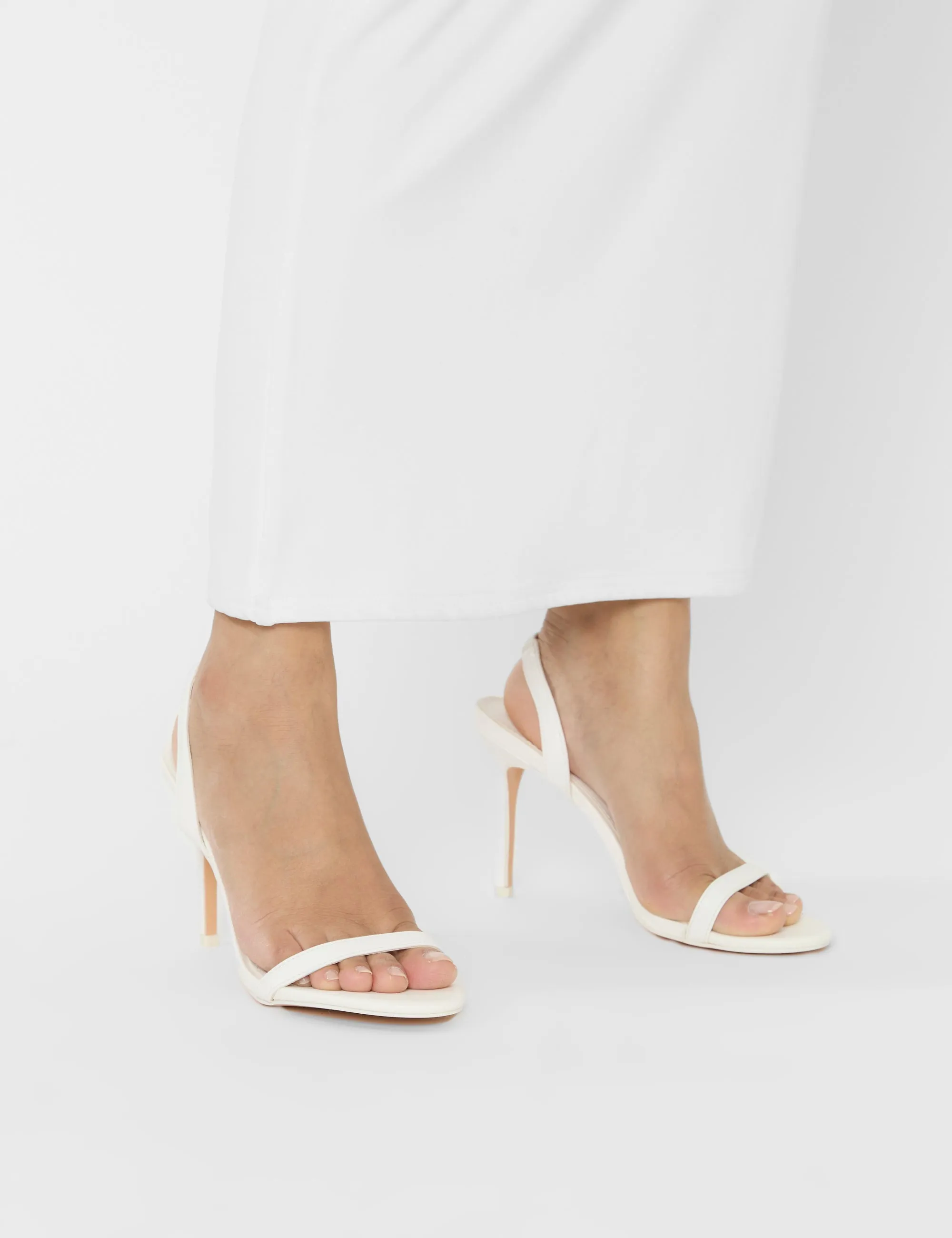 Barely White Round Toe Slingback Stiletto Heels sold by Public Desire