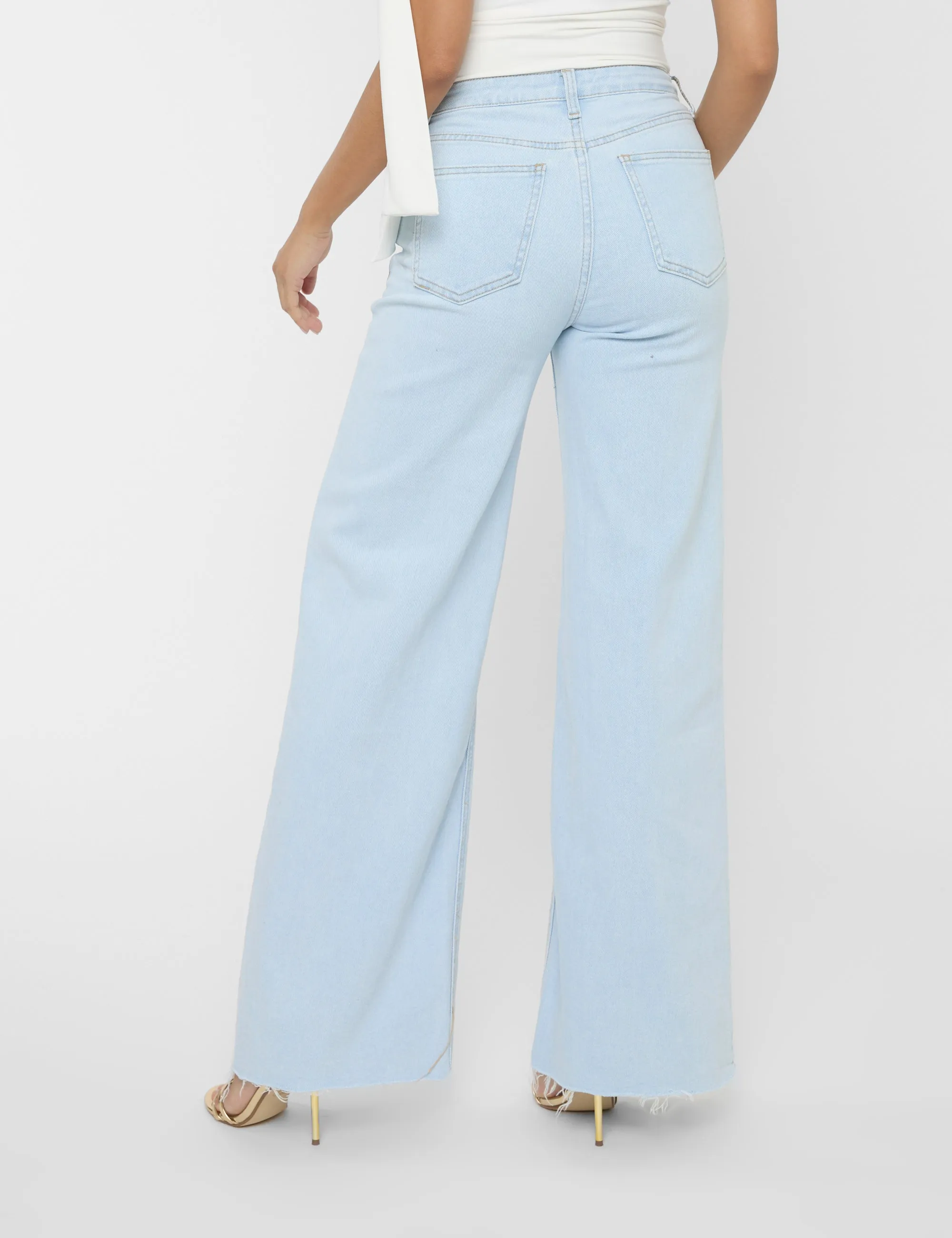 Mid Rise Wide Leg Jeans Light Blue sold by Public Desire product image thumbnail 3