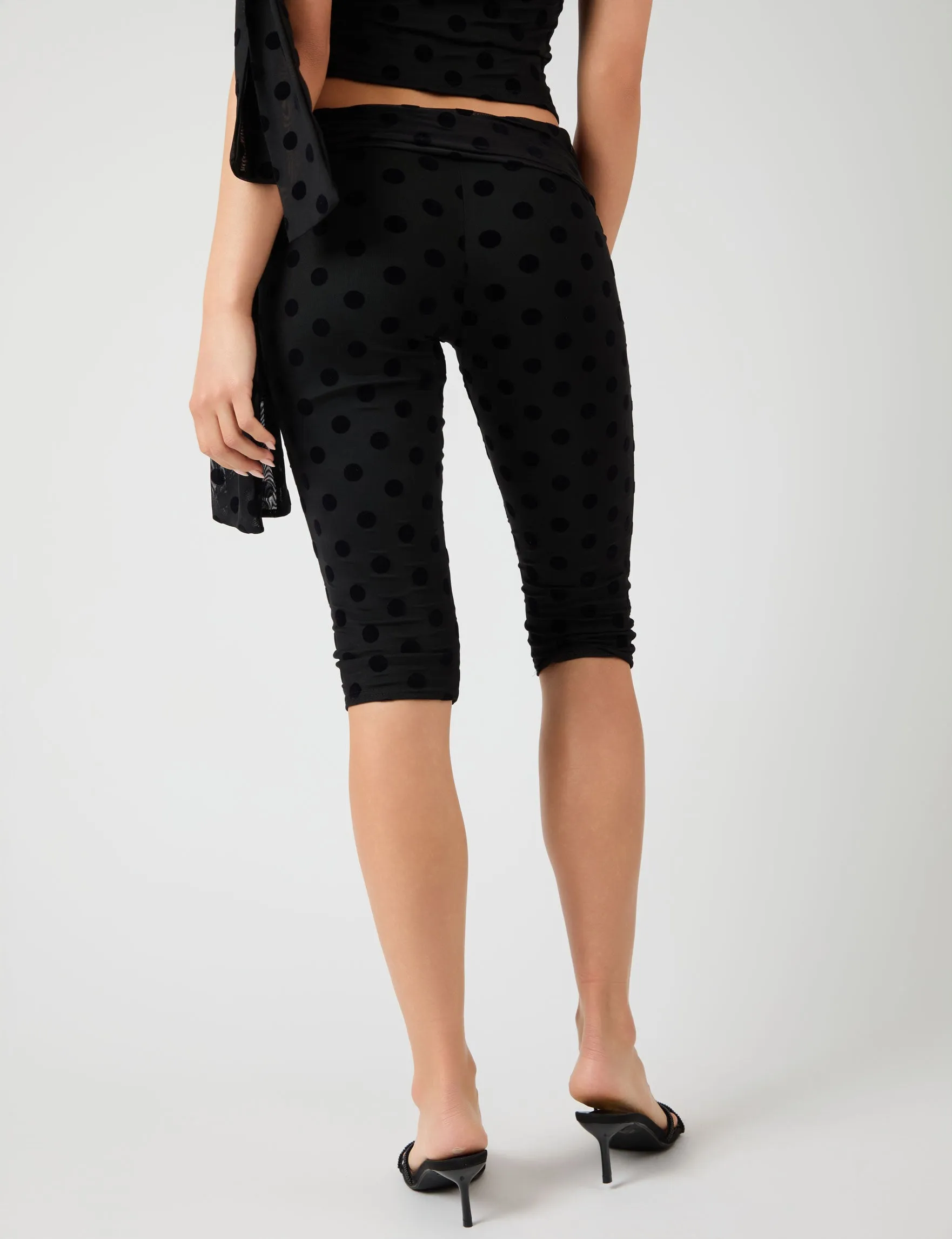 Knot Detail Tie Side Polka Dot Devore Capri Pants Black sold by Public Desire product image thumbnail 3