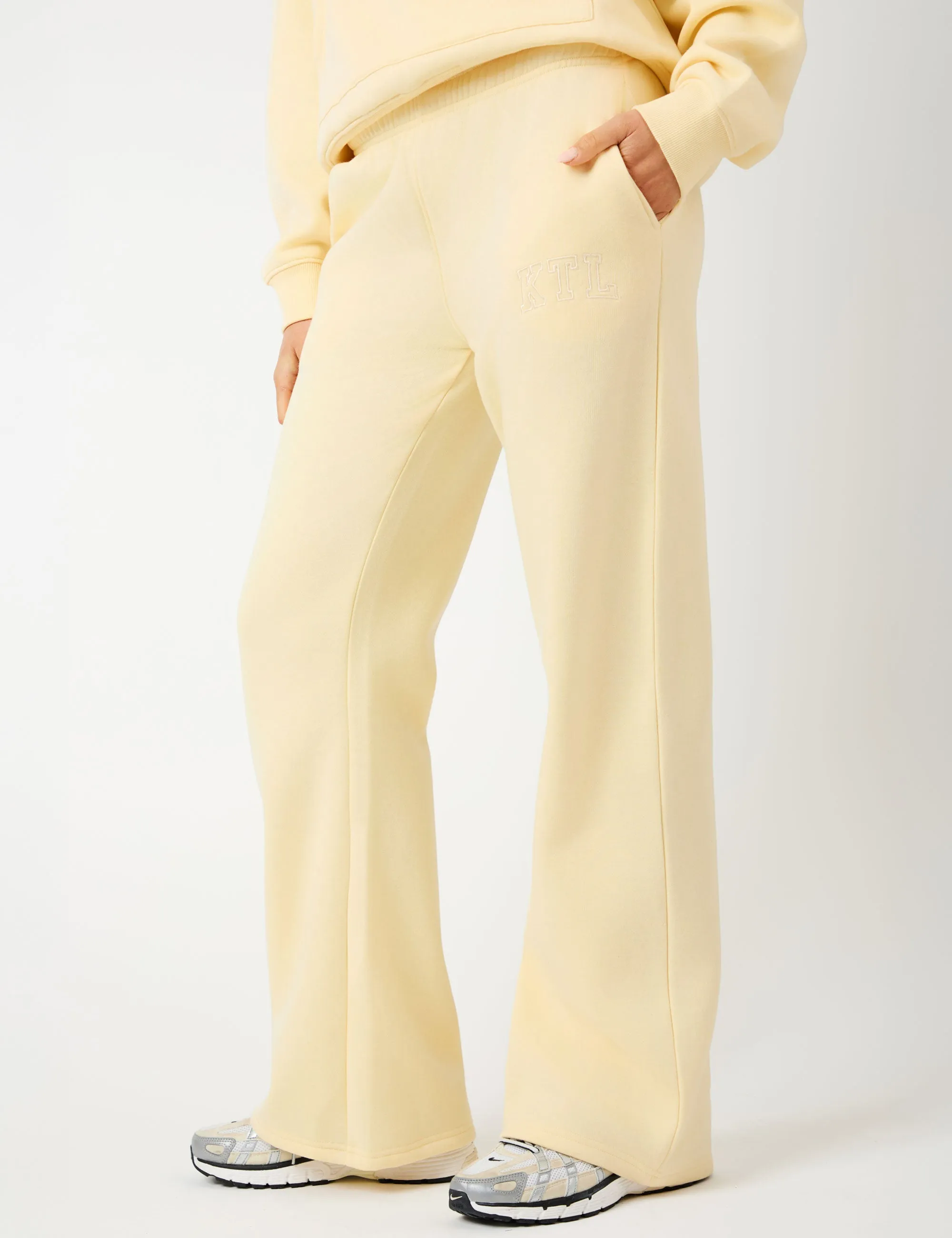 Kaiia KTL Logo Wide Leg Joggers Lemon Frosting sold by Public Desire product image thumbnail 2