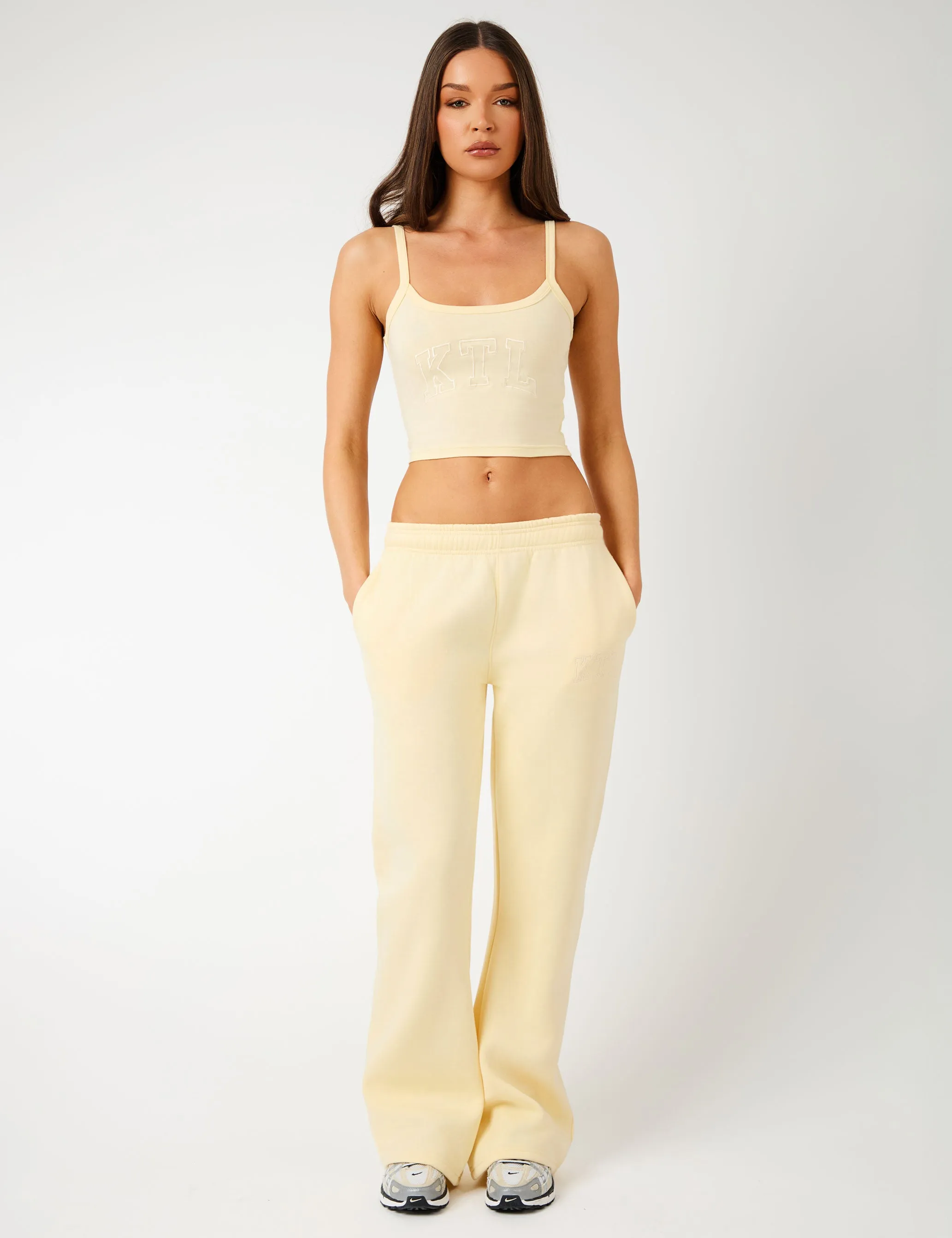 Kaiia KTL Logo Wide Leg Joggers Lemon Frosting sold by Public Desire product image thumbnail 5