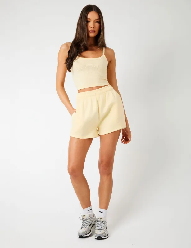 Kaiia KTL Logo Sweat Shorts Lemon Frosting sold by Public Desire