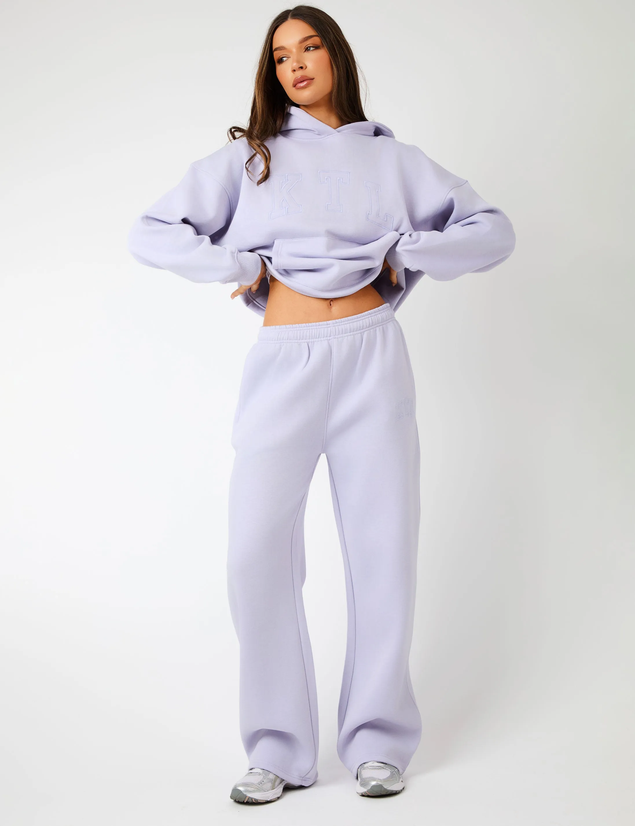 Kaiia KTL Logo Wide Leg Joggers Iced Lilac sold by Public Desire