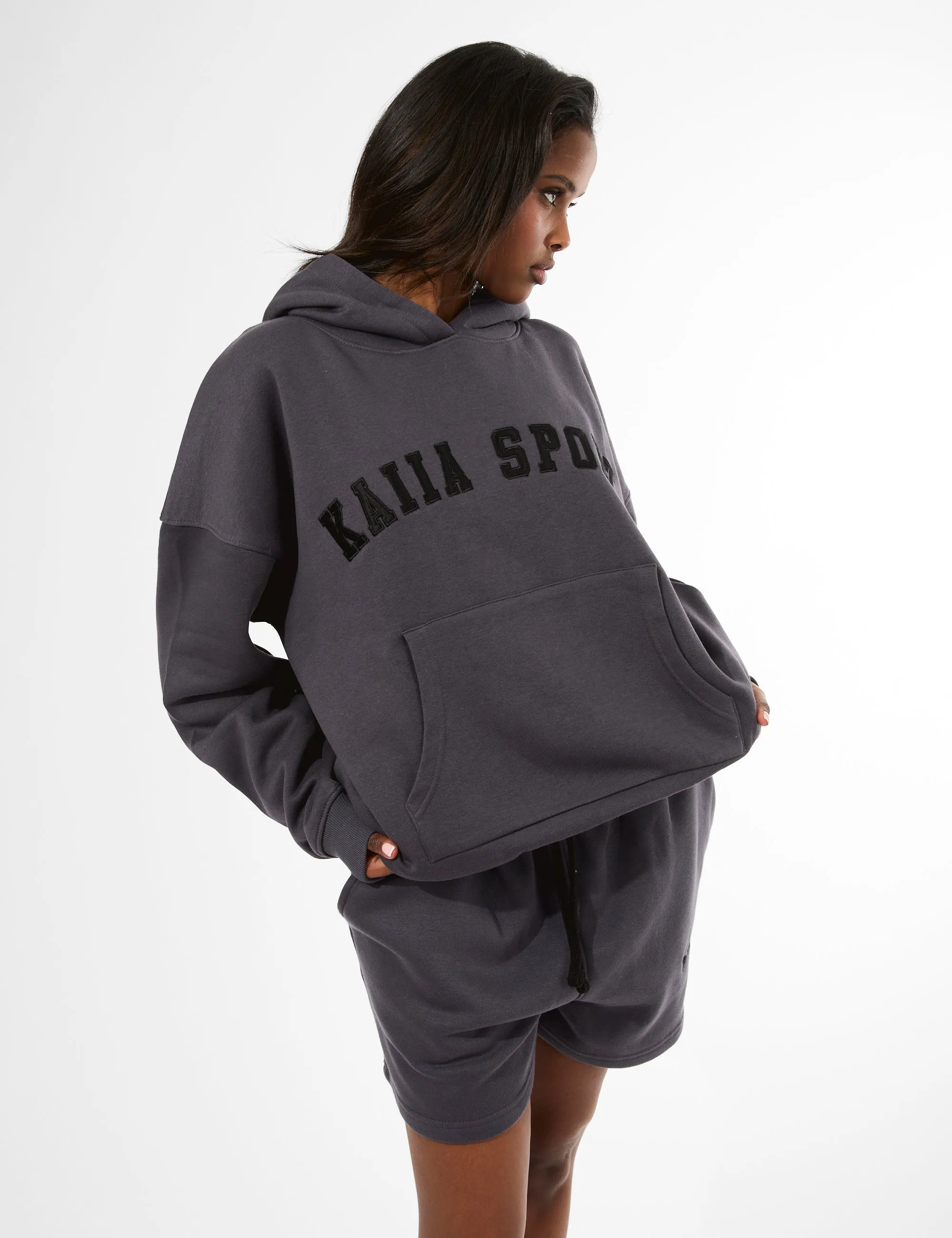 Kaiia Sport Oversized Hoodie Dark Grey & Black sold by Public Desire product image thumbnail 3