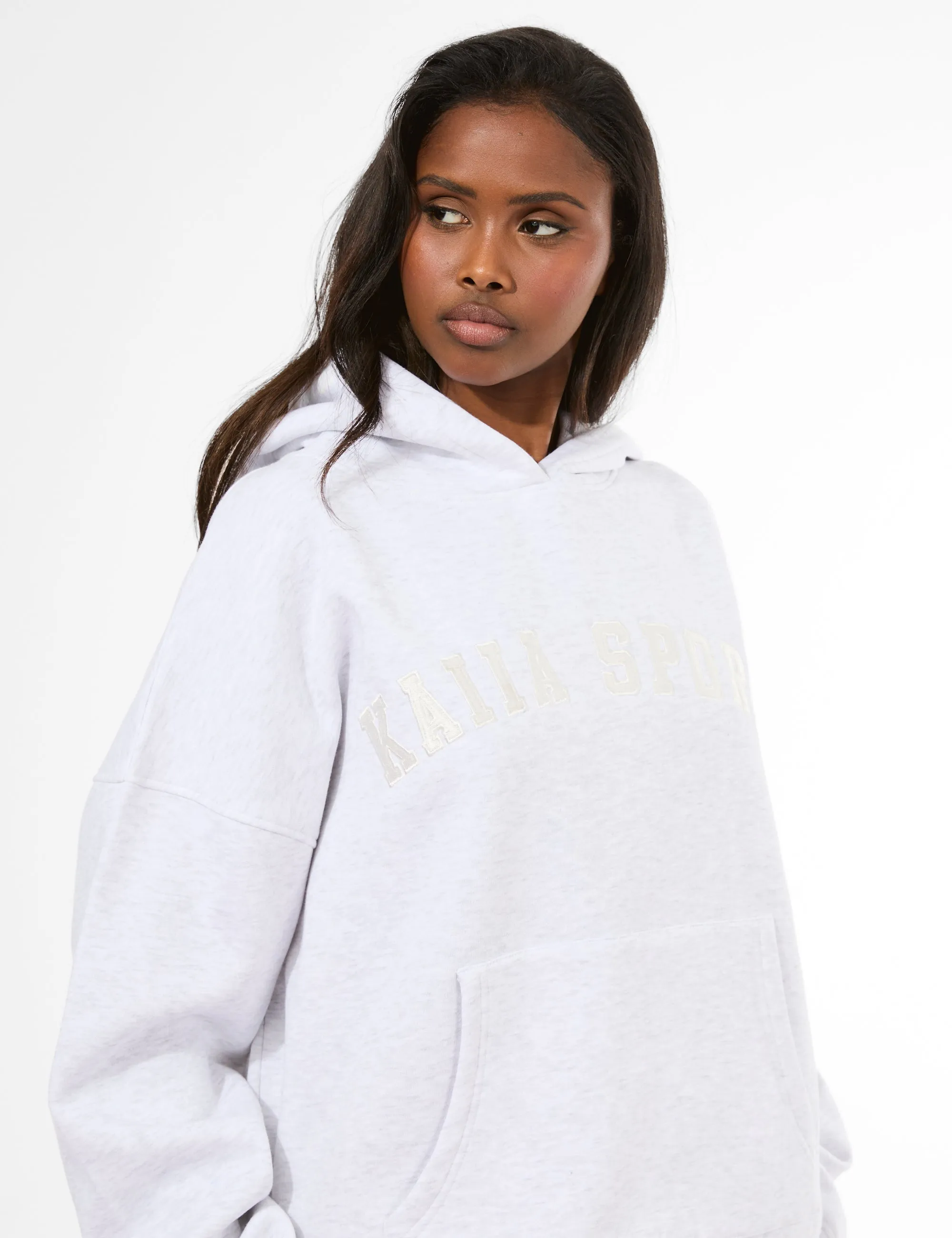 Kaiia Sport Oversized Hoodie Light Grey Marl & Cream sold by Public Desire product image thumbnail 5