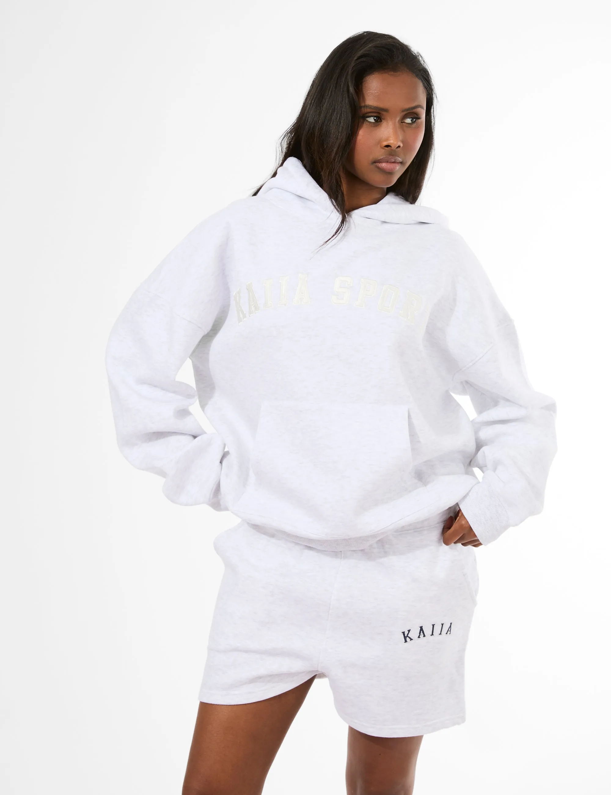 Kaiia Sport Oversized Hoodie Light Grey Marl & Cream sold by Public Desire