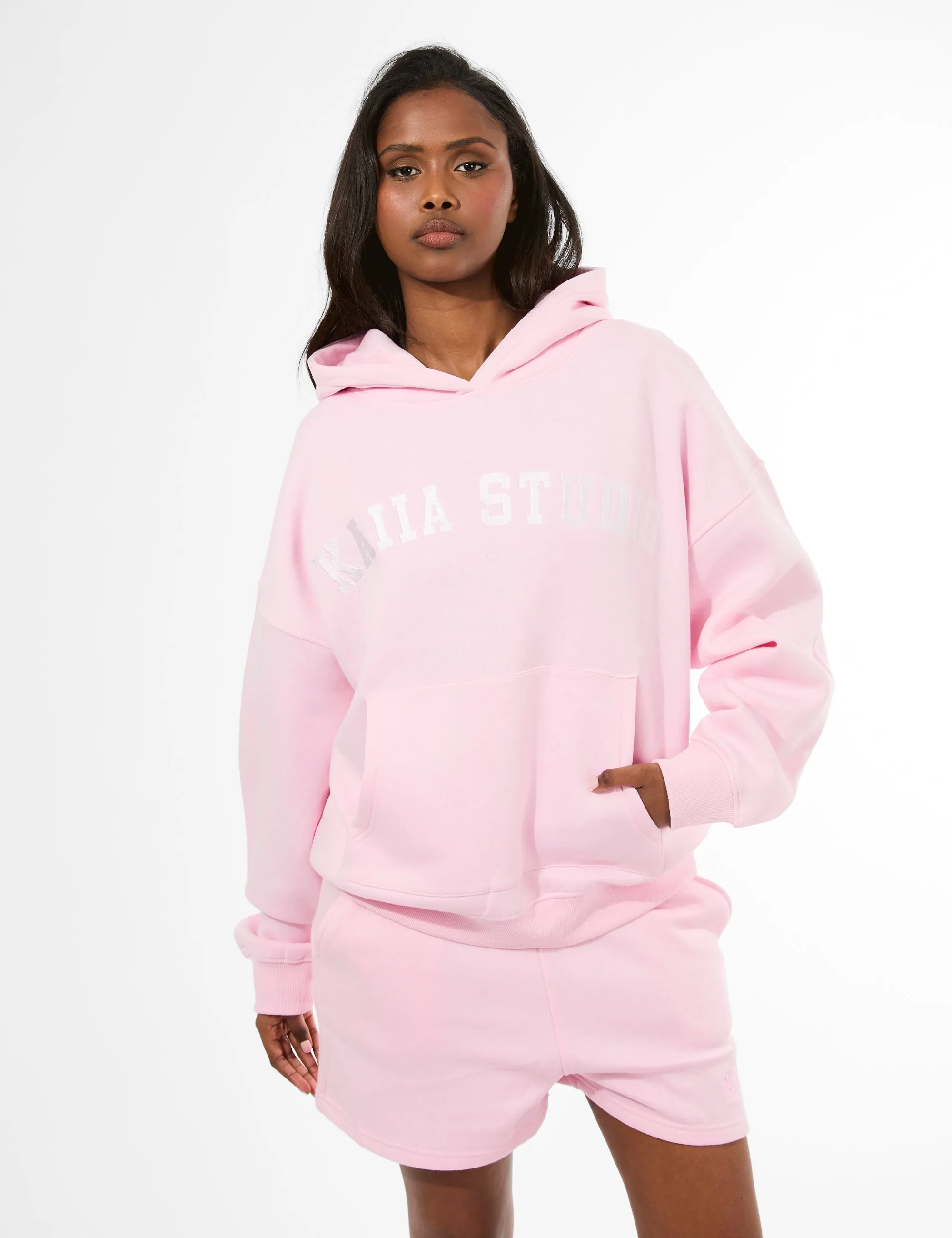 Kaiia Studio Oversized Hoodie Pink & White sold by Public Desire