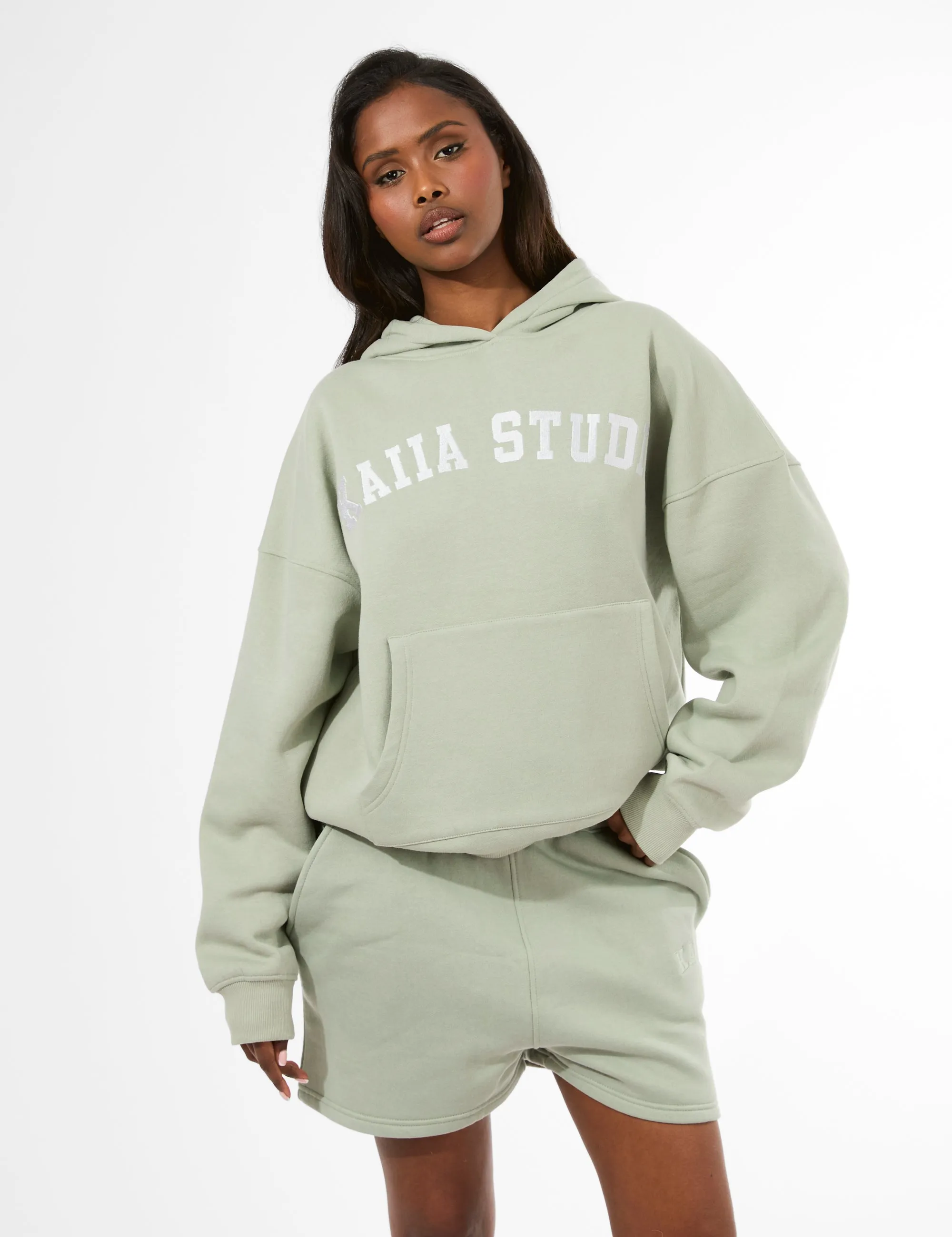Kaiia Studio Oversized Hoodie Sage & White sold by Public Desire