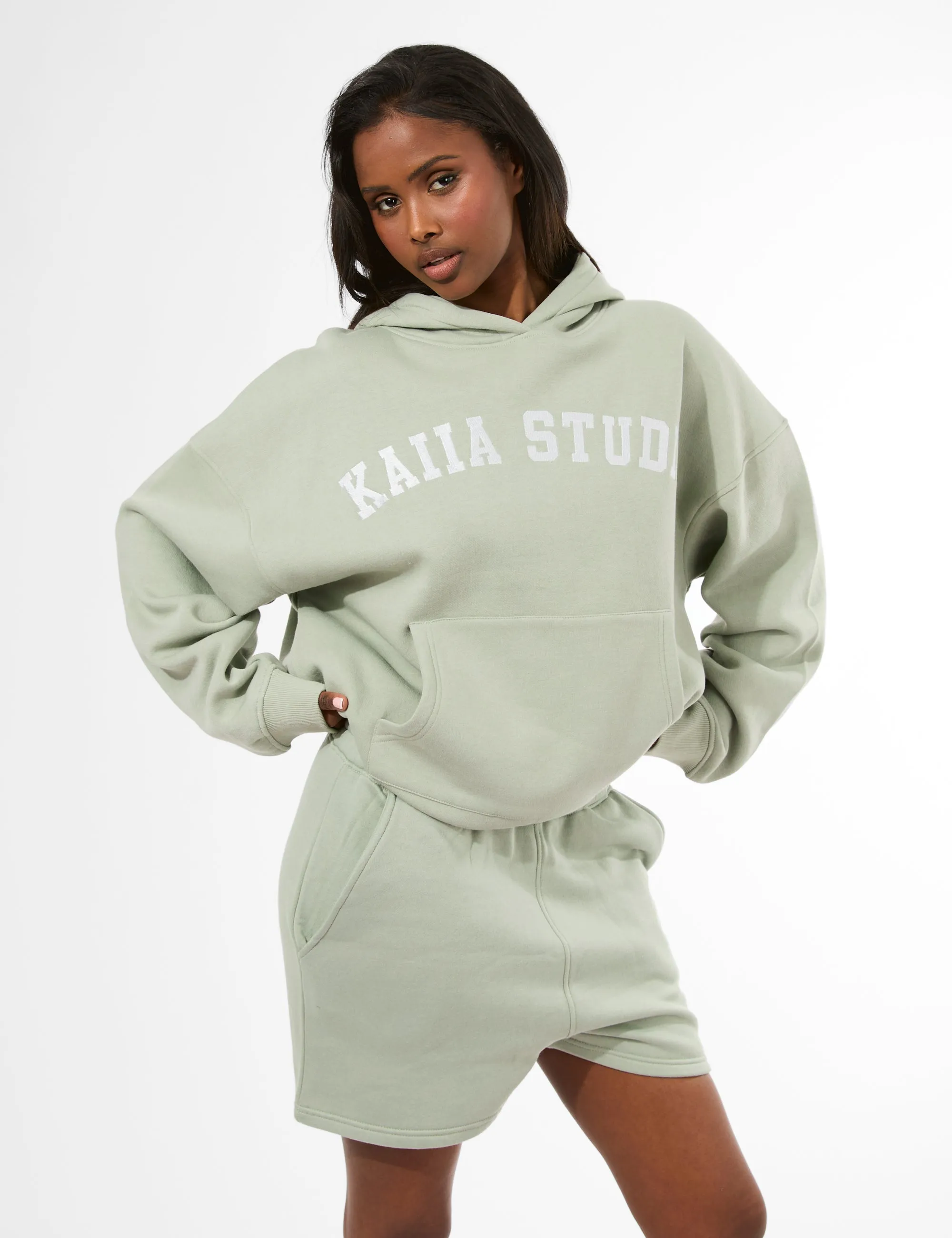 Kaiia Studio Oversized Hoodie Sage & White sold by Public Desire product image thumbnail 3
