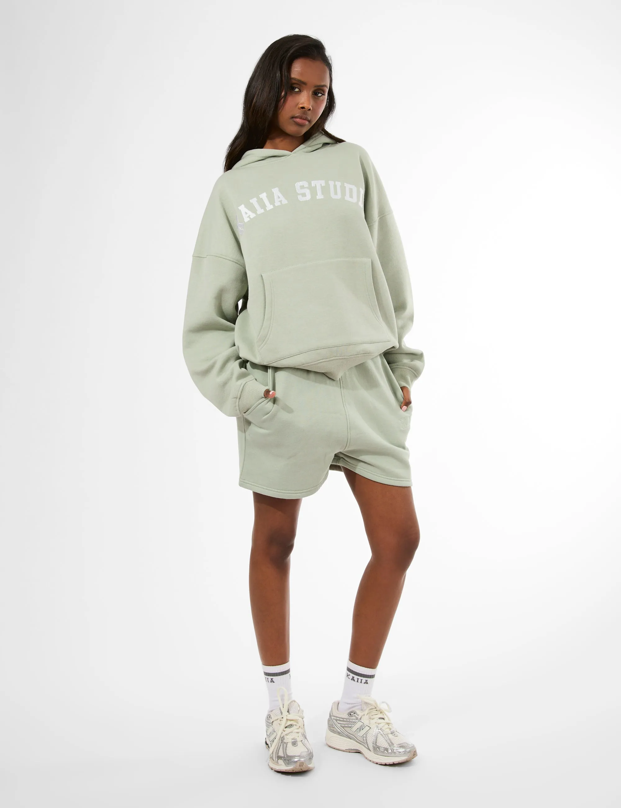 Kaiia Studio Oversized Hoodie Sage & White sold by Public Desire product image thumbnail 4