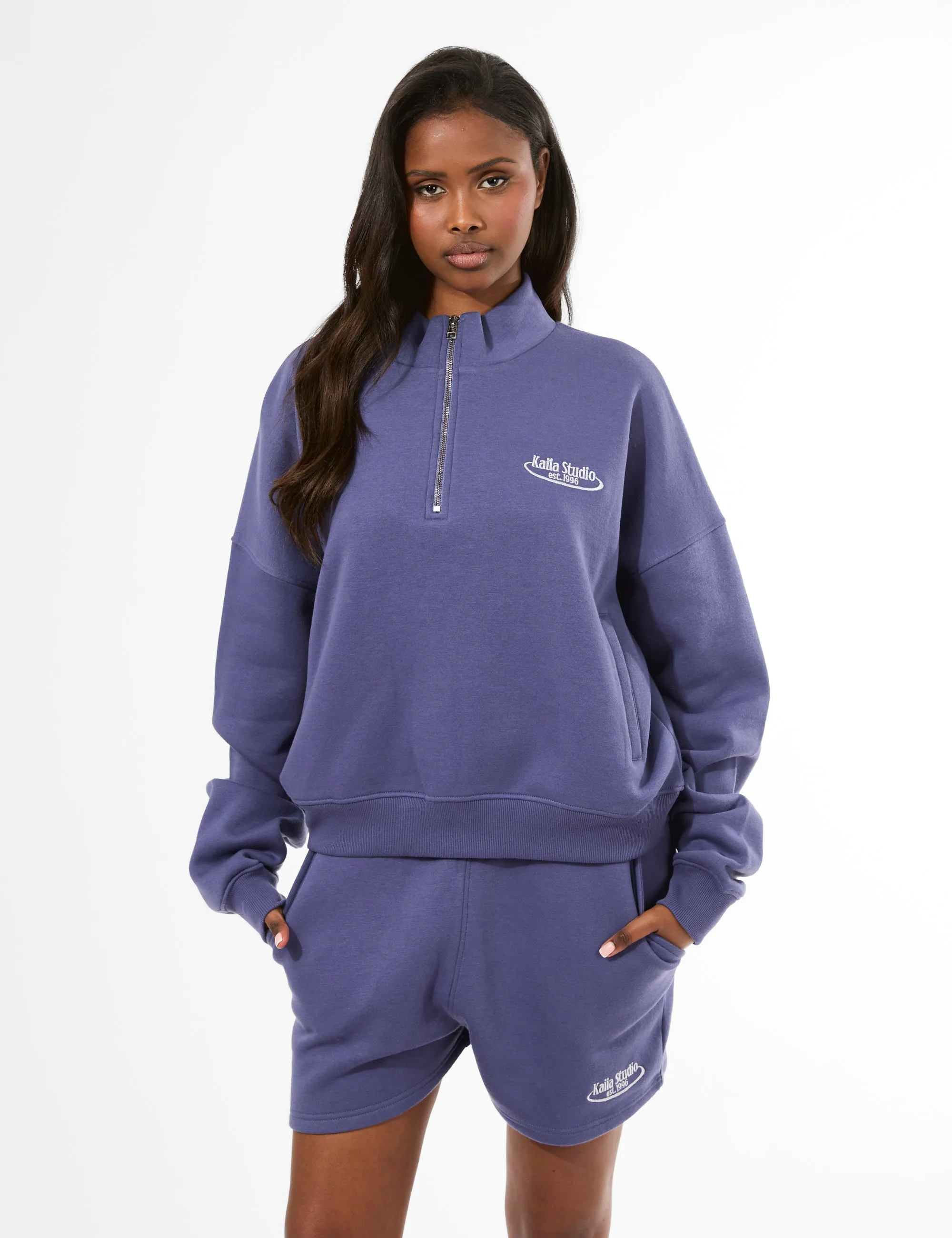 Kaiia Running Club Logo Sweat Shorts Light Navy sold by Public Desire product image thumbnail 5